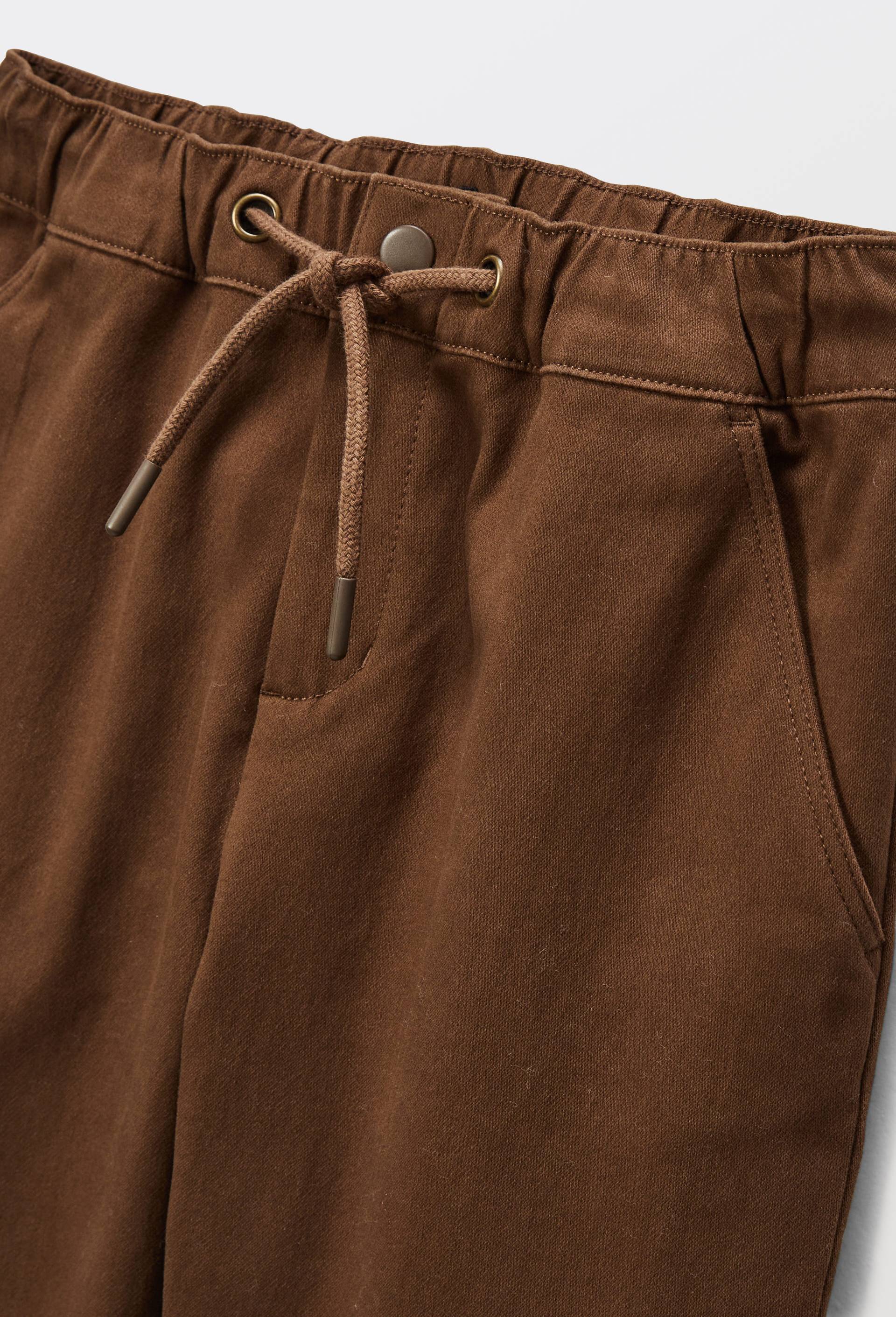 Pantalon droit &eacute;lastiqu&eacute; uni en coton BIO GOTS, Brun, large image number 2