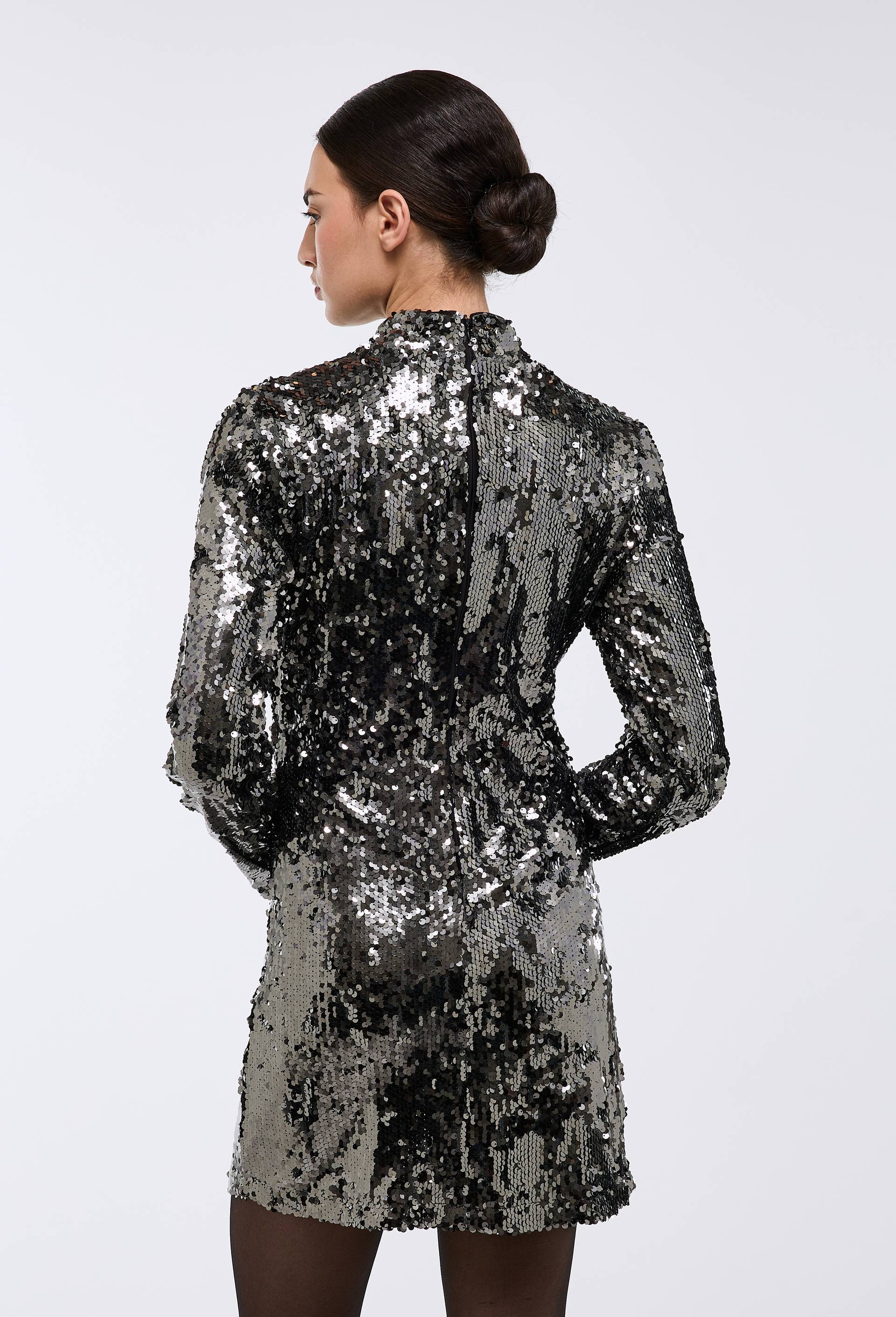 Robe courte &agrave; sequins, Gris, large image number 1