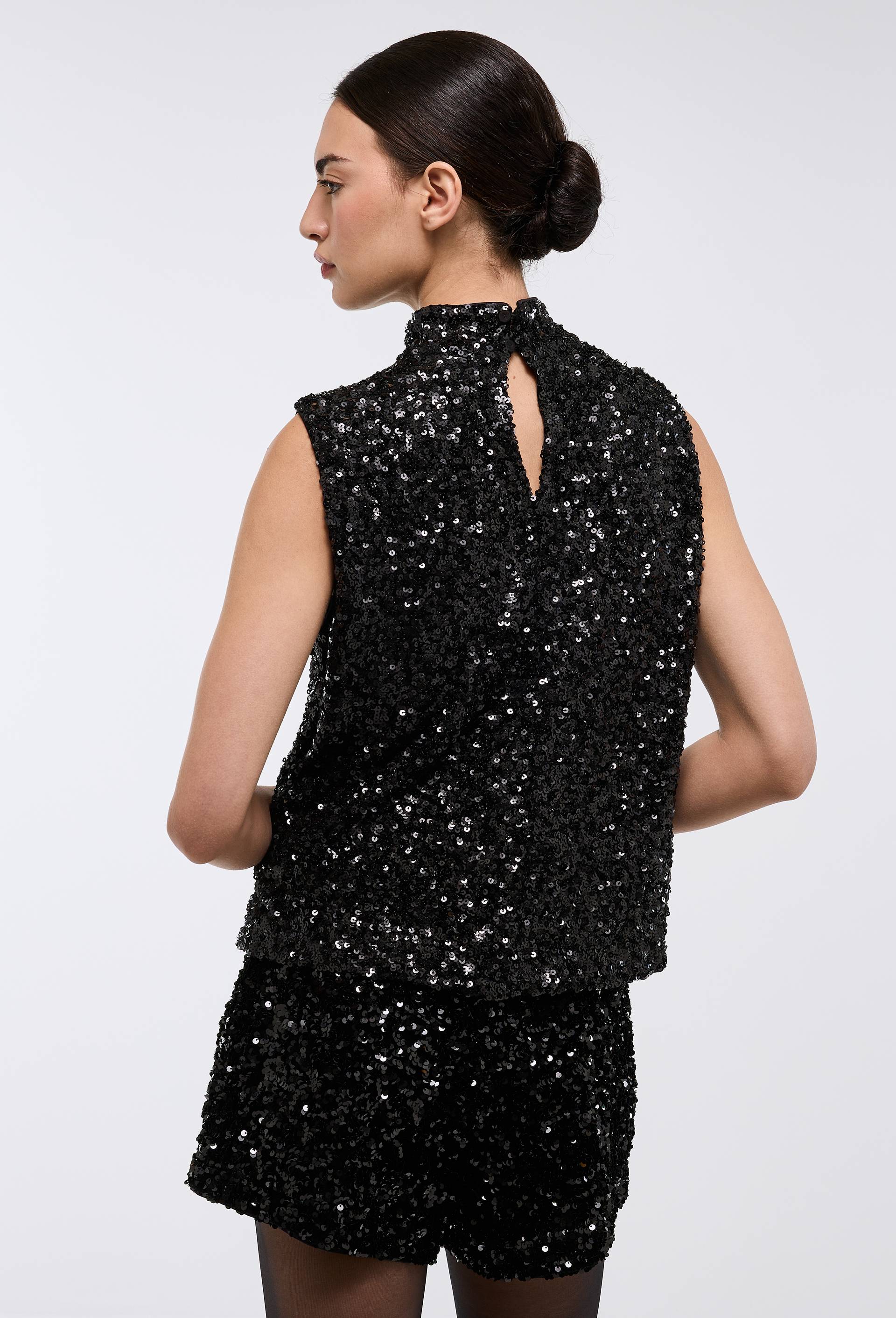 Top sans manches en sequin, Noir, large image number 1.0