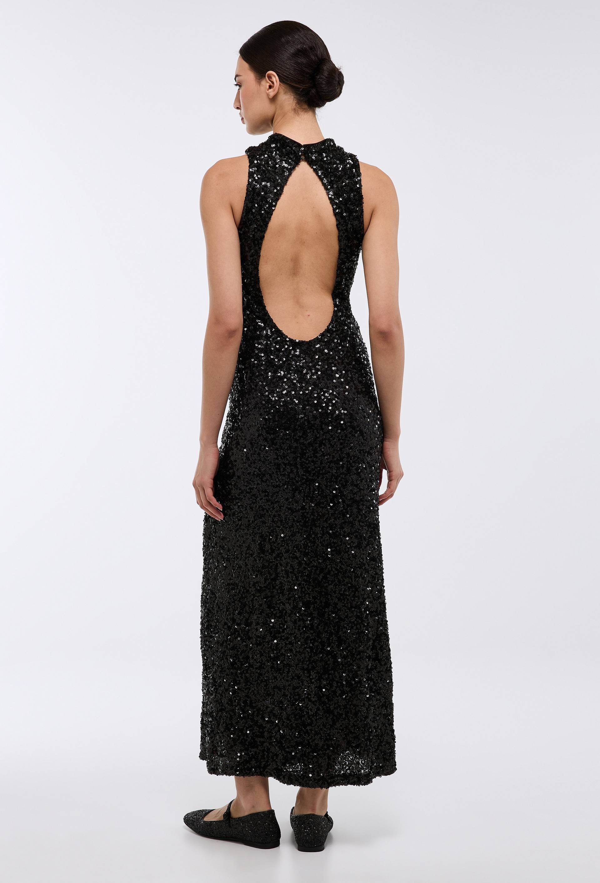 Robe longue sans manches &agrave; sequin, Noir, large image number 3.0