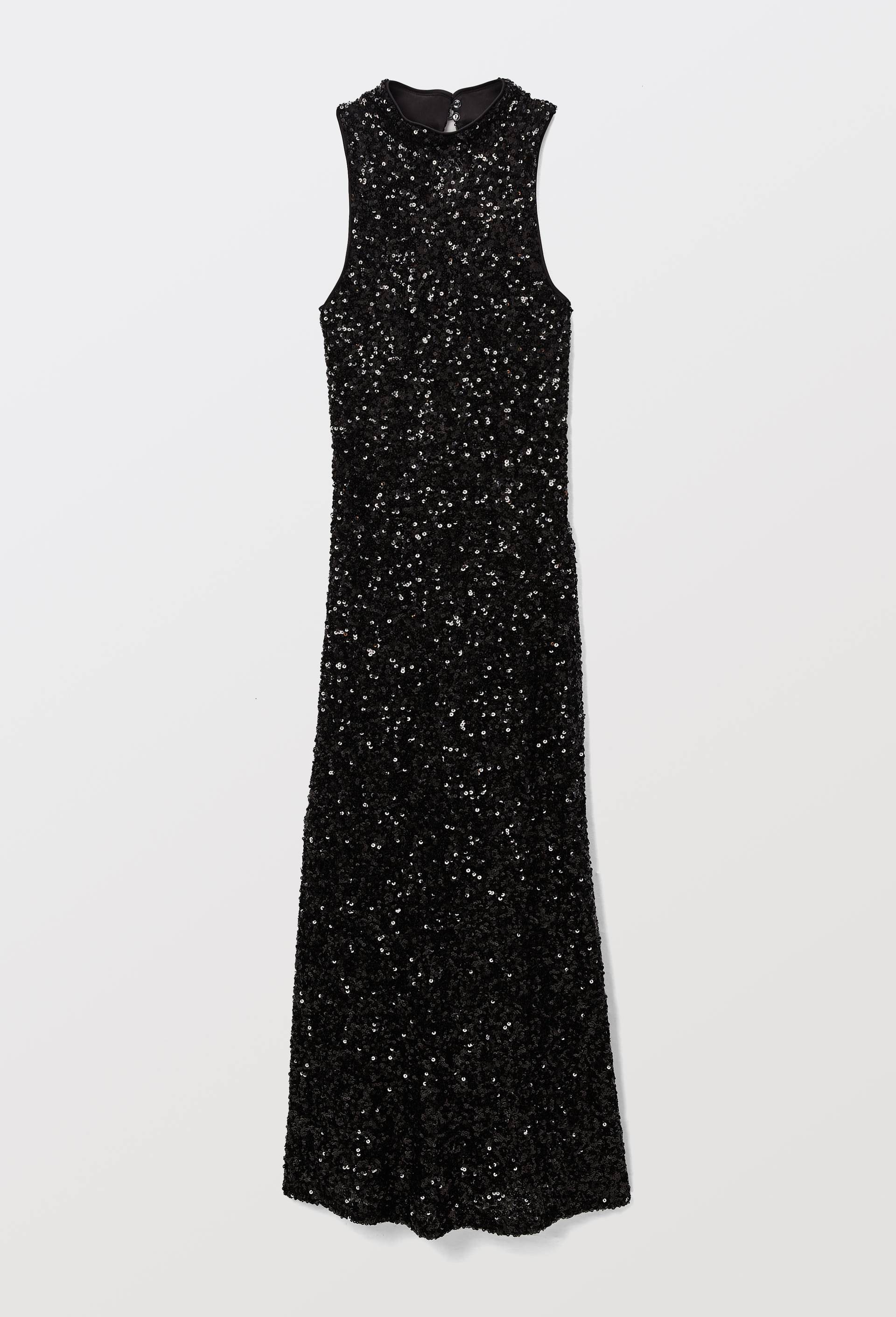Robe longue sans manches &agrave; sequin, Noir, large image number 4