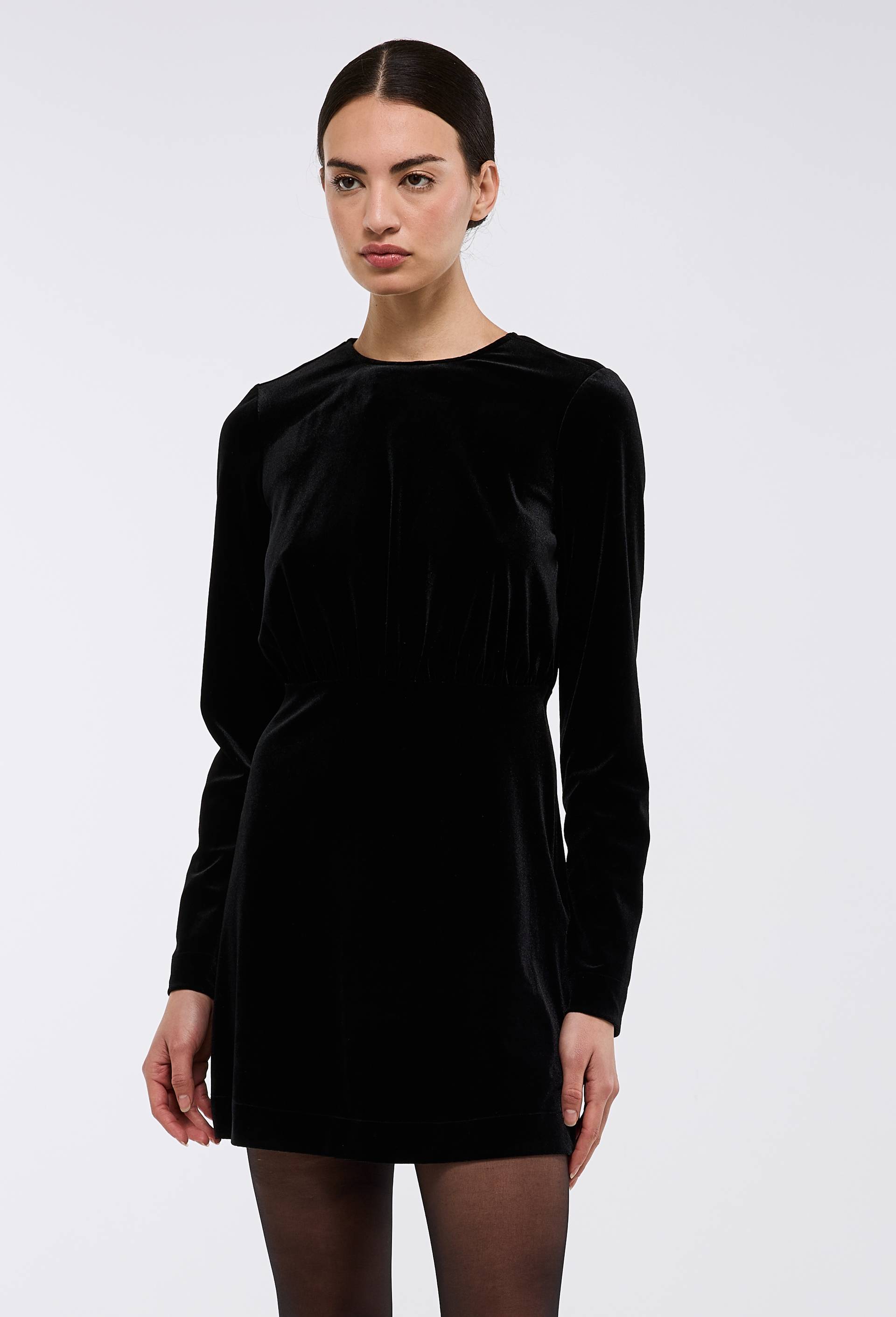 Robe courte en velours, Noir, large image number 1