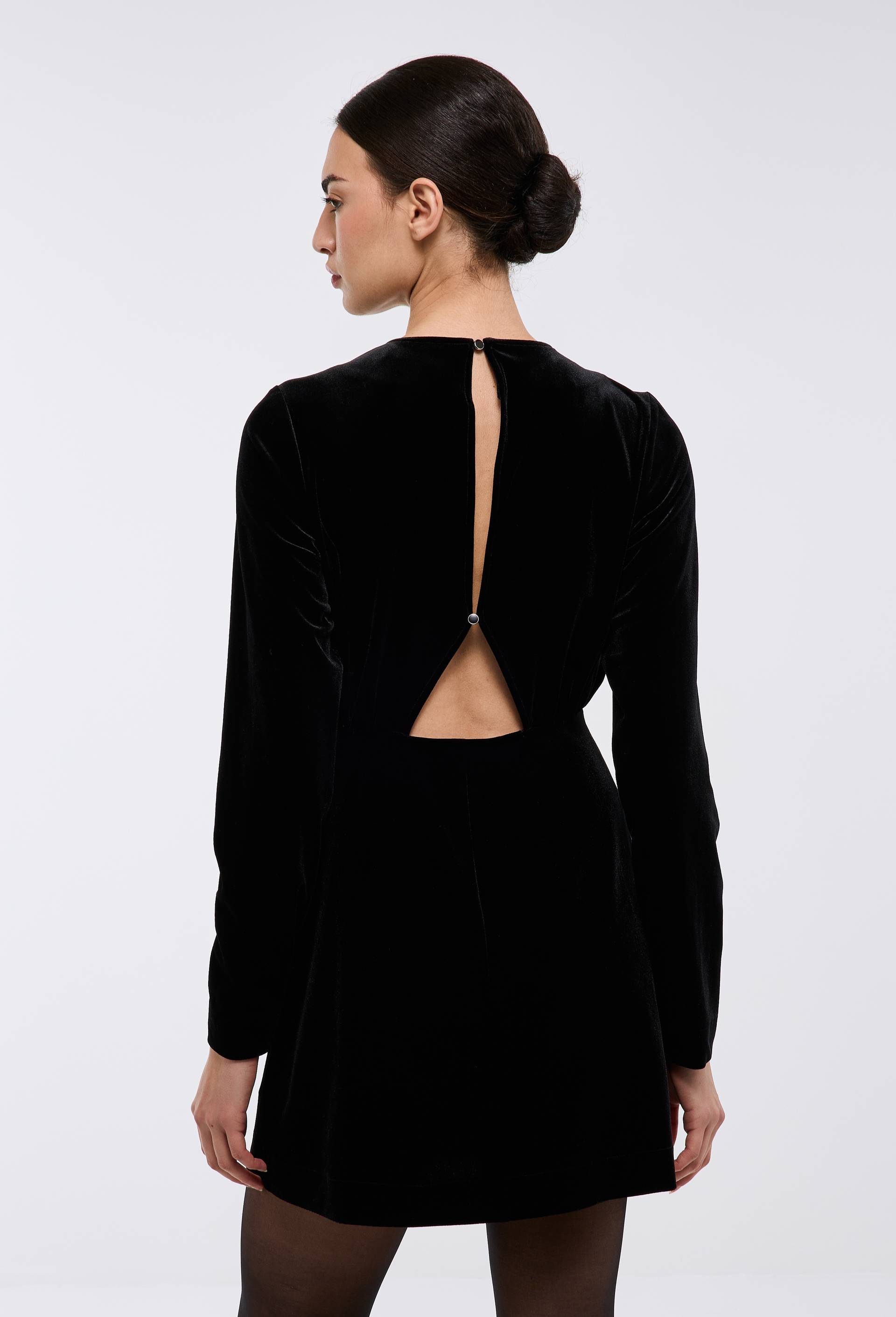 Robe courte en velours, Noir, large image number 2