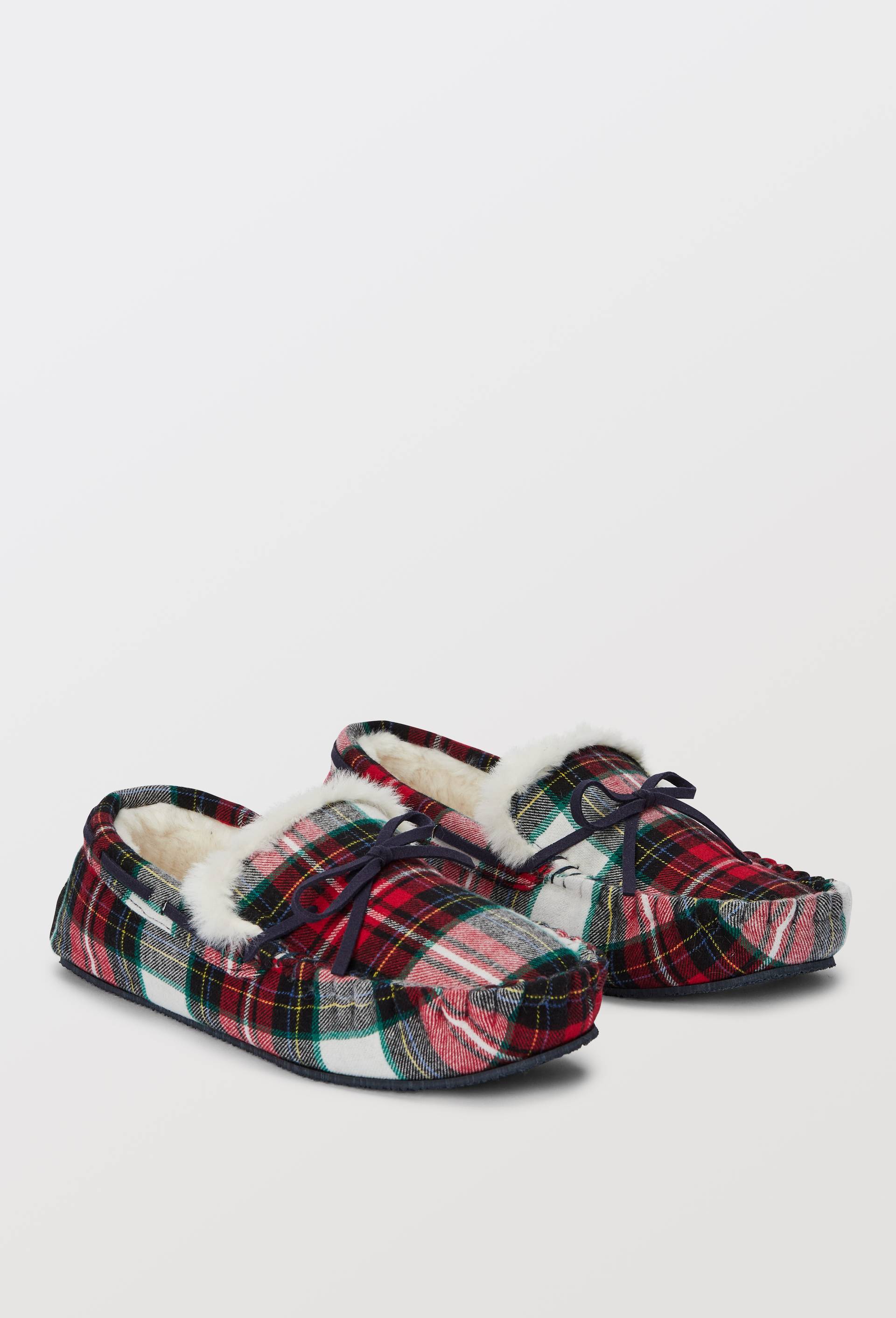 Mocassins &agrave; carreaux, Ecru, large image number 1