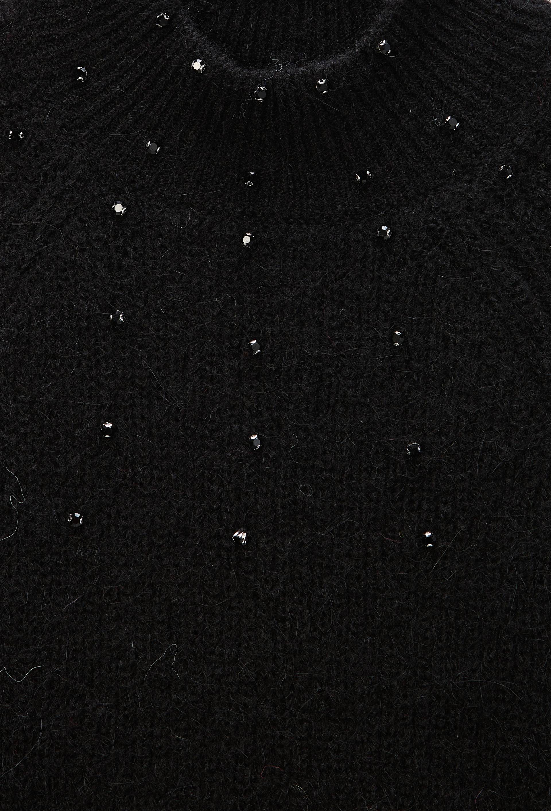 Pull manches coudes &agrave; strass contenant de l'alpaga, Noir, large image number 4