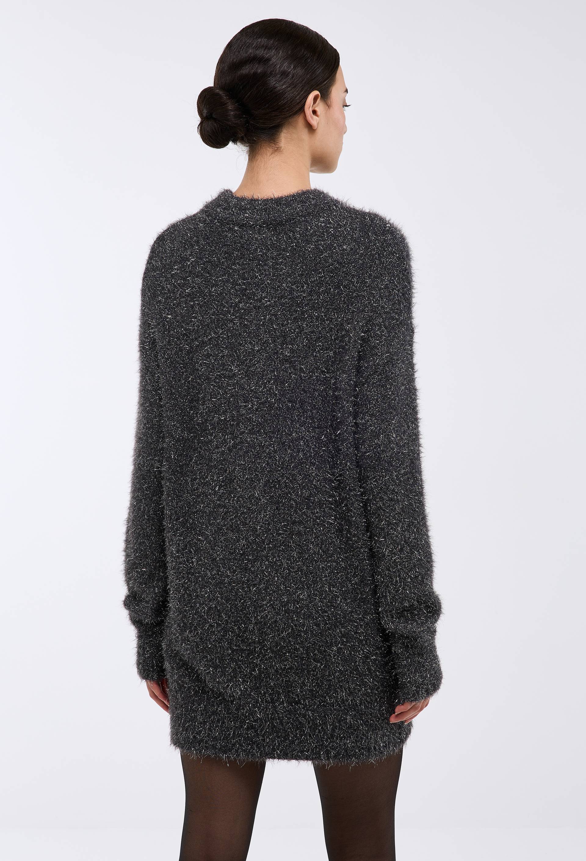 Pull oversize avec fils m&eacute;tallis&eacute;s, Argent, large image number 2