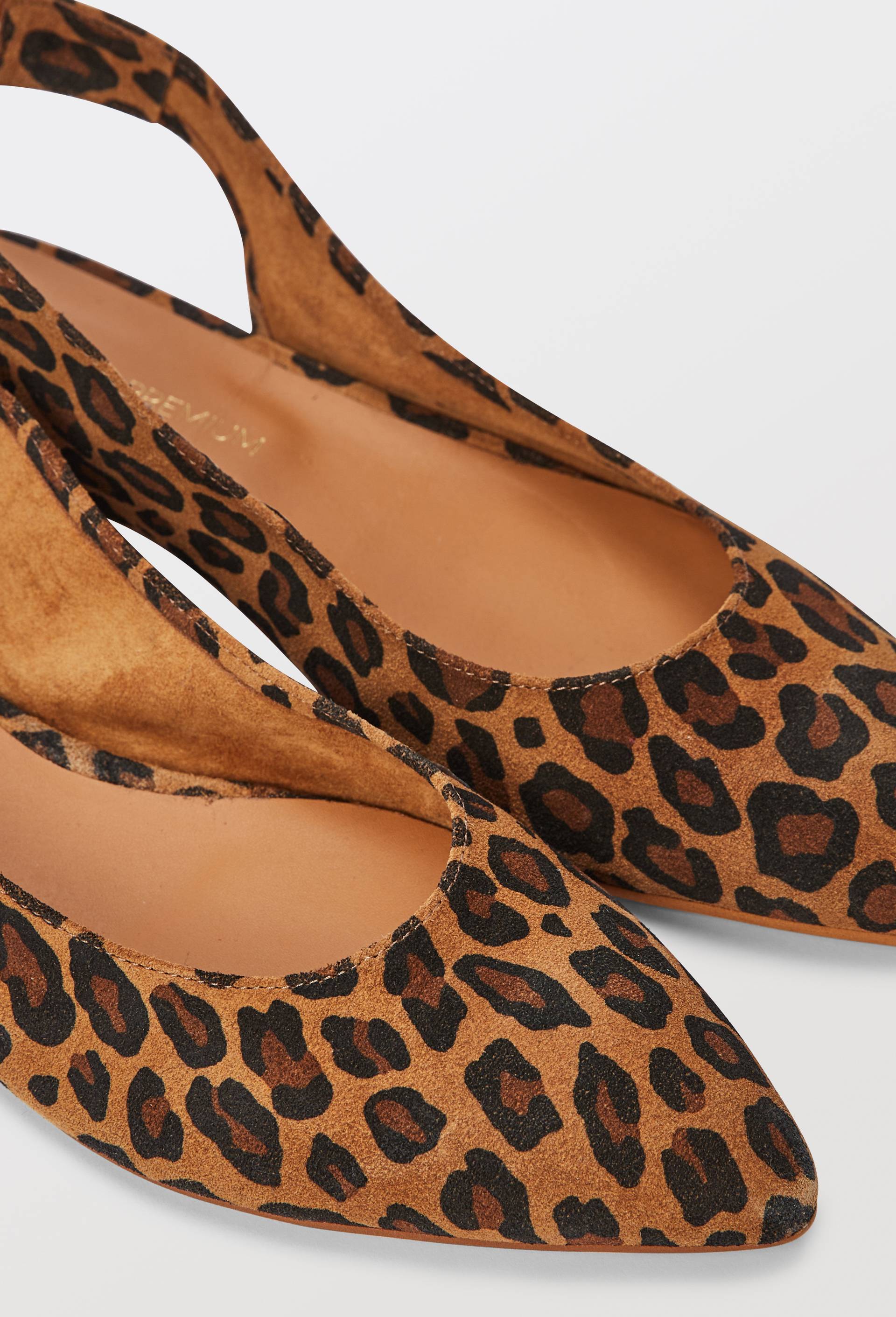 Slingback l&eacute;opard en cuir velours, Brun clair, large image number 2.0