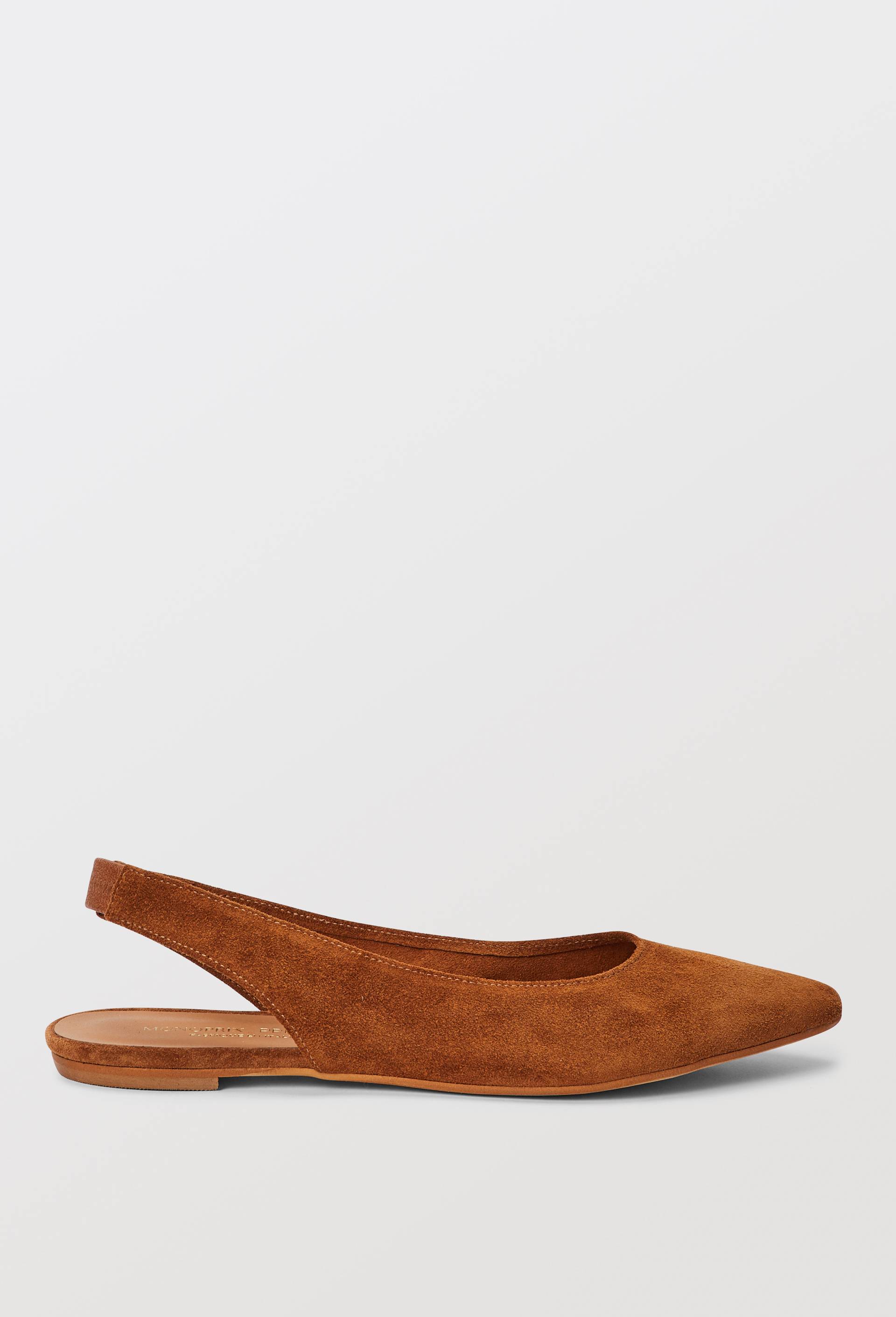 Slingback en cuir velours, Brun, large image number 1.0