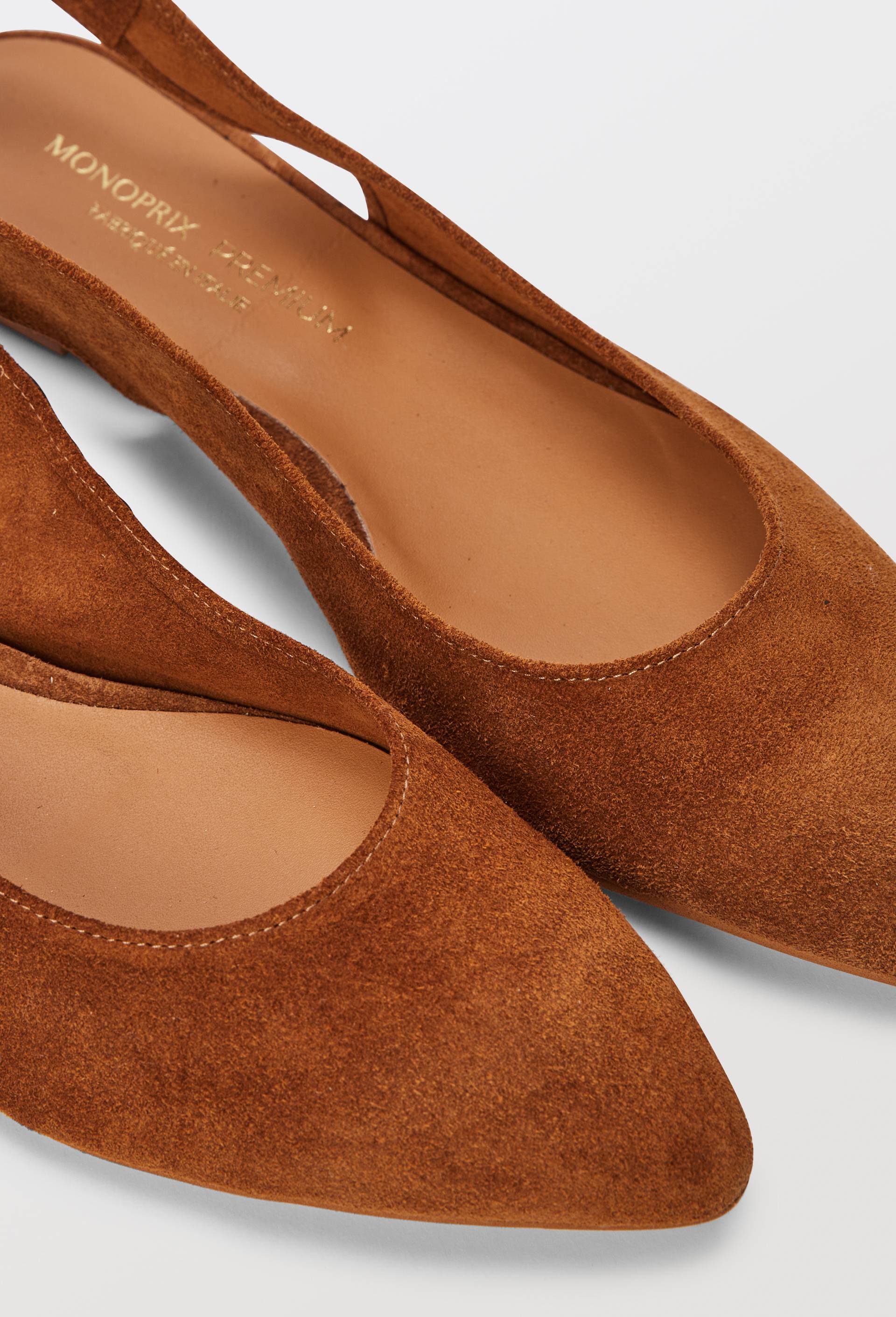 Slingback en cuir velours, Brun, large image number 2.0