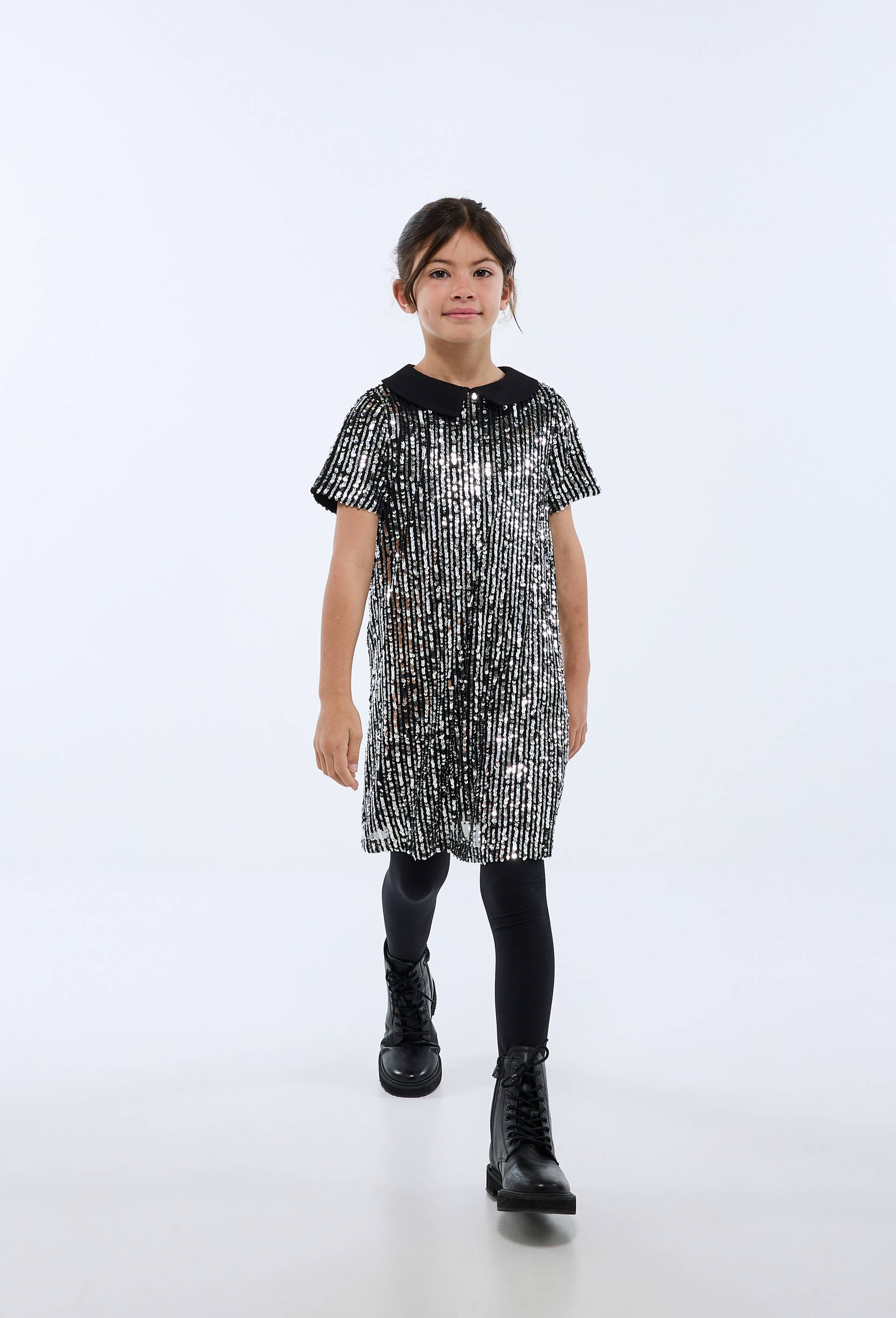 Robe courte &agrave; sequins, Argent, large image number 2