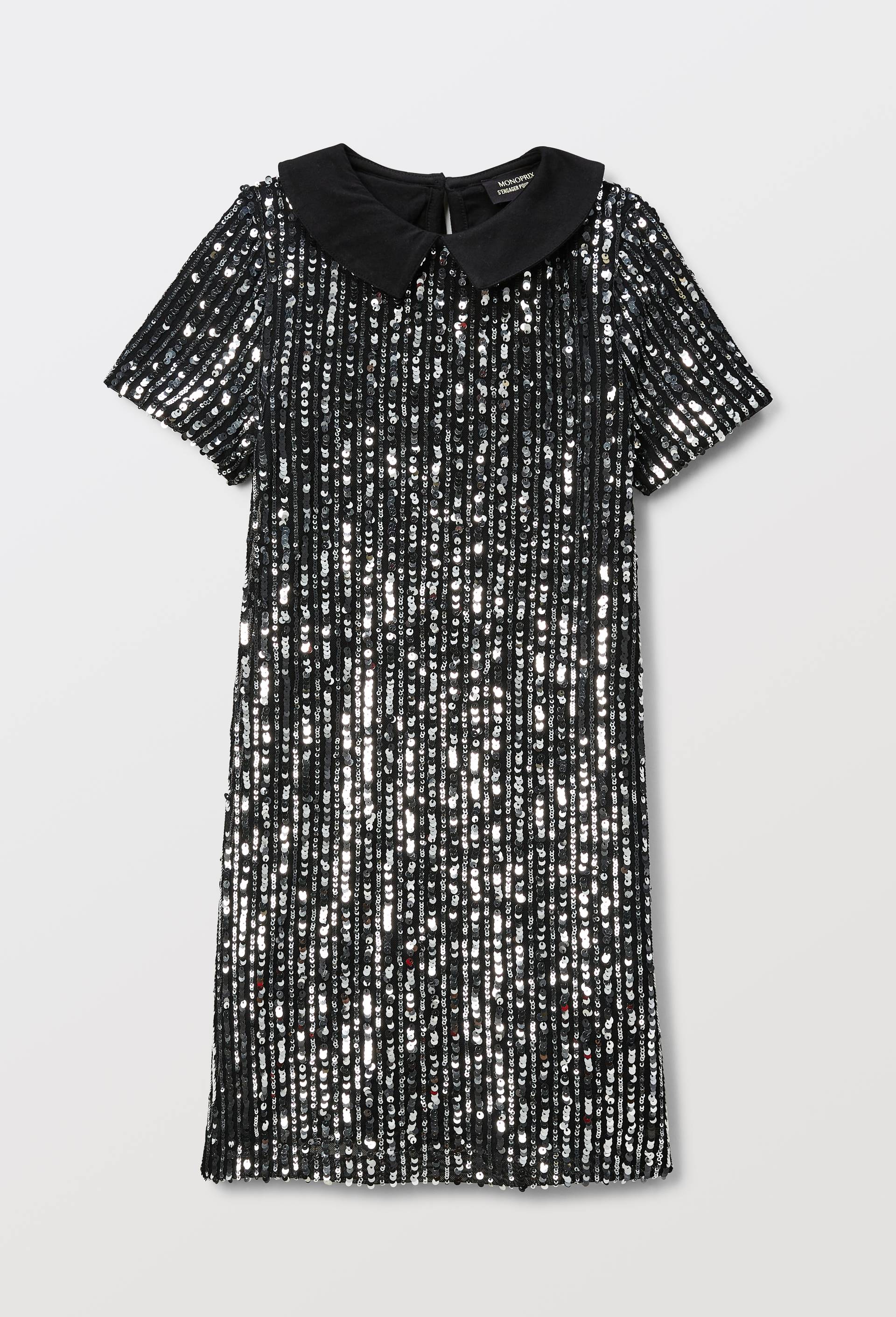 Robe courte &agrave; sequins, Argent, large image number 3