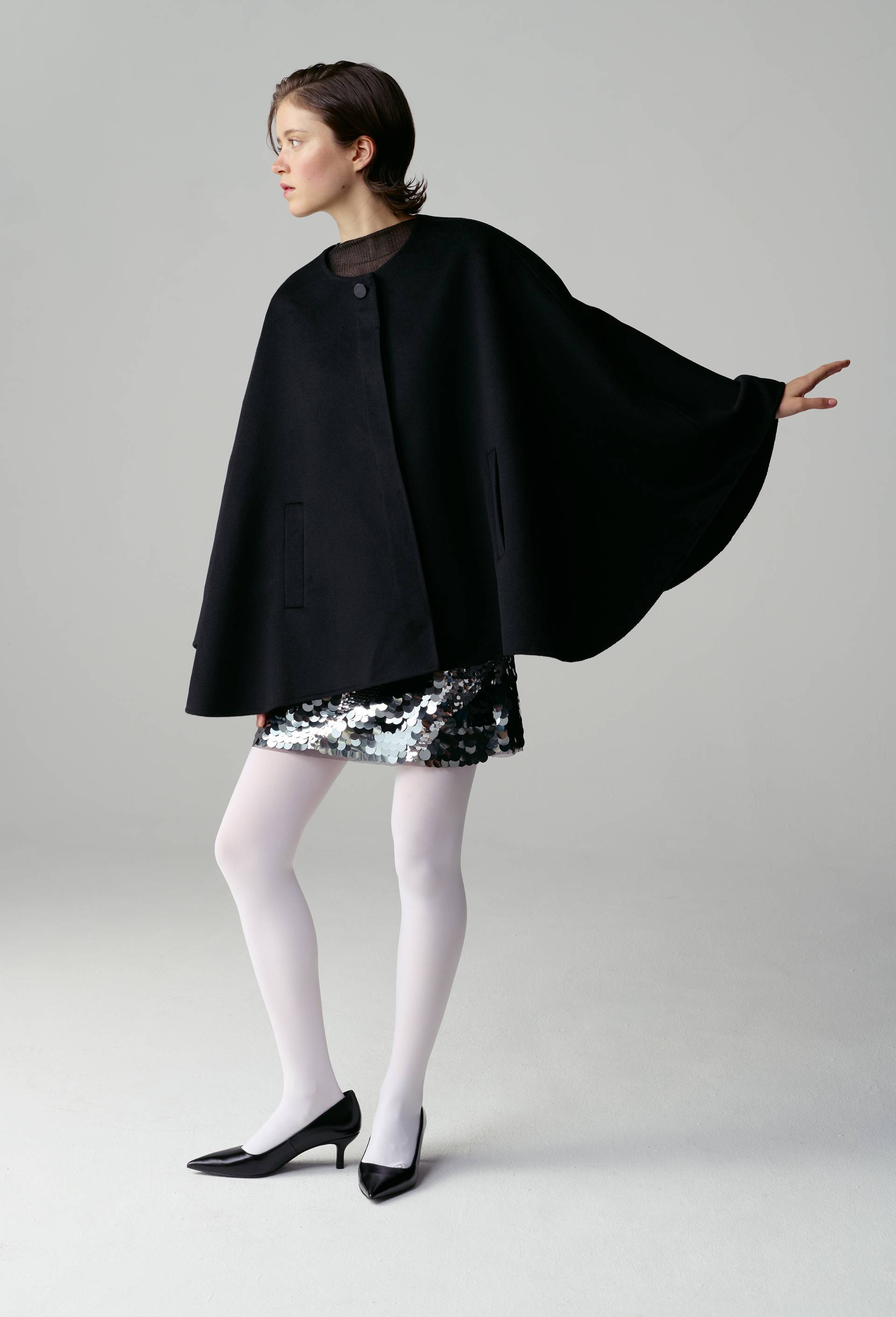 Cape contenant de la laine NOIR pour femme MONOPRIX