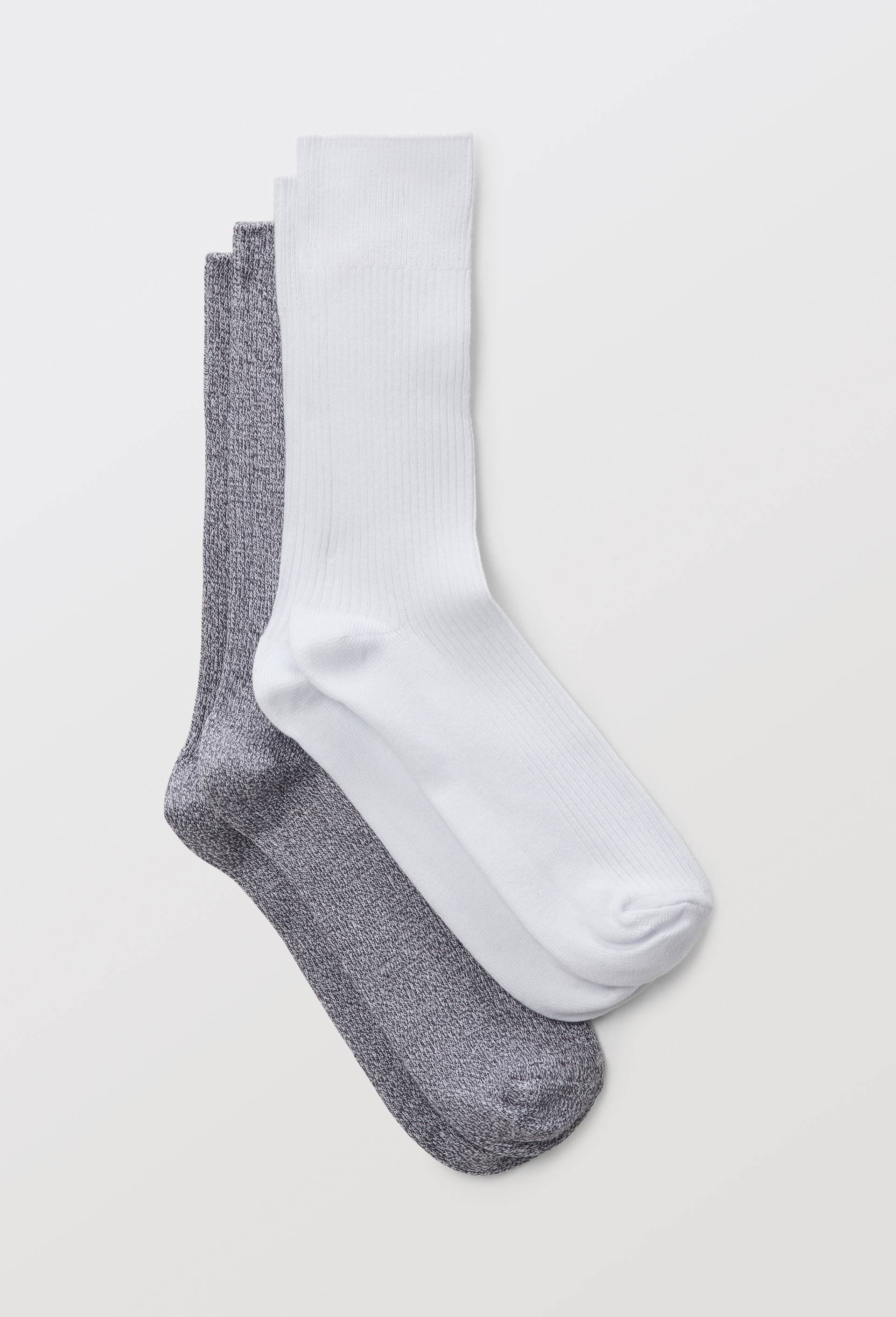 Lot de 2 chaussettes &agrave; c&ocirc;te en coton, Blanc, swatch image