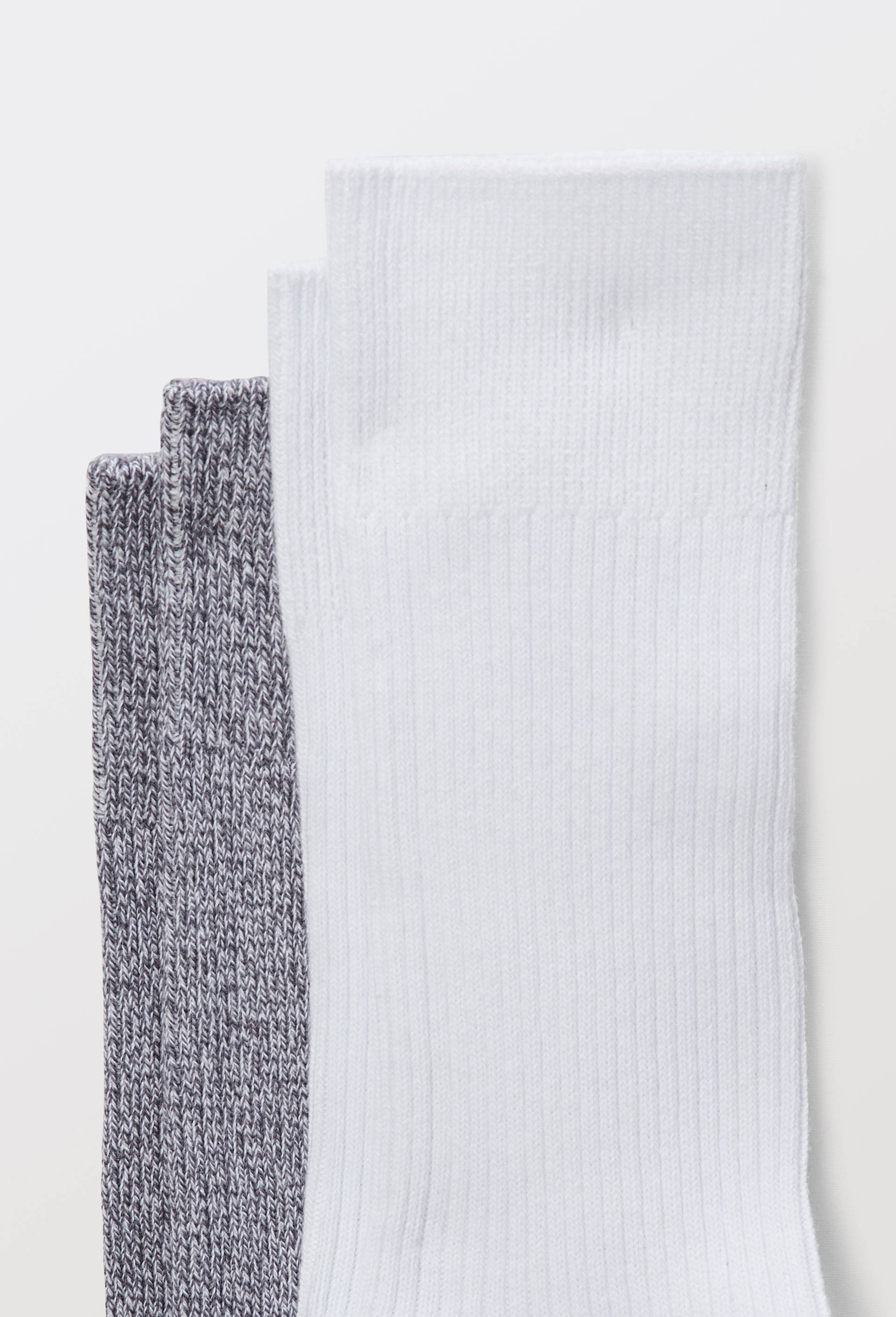 Lot de 2 chaussettes &agrave; c&ocirc;te en coton, Blanc, large image number 1