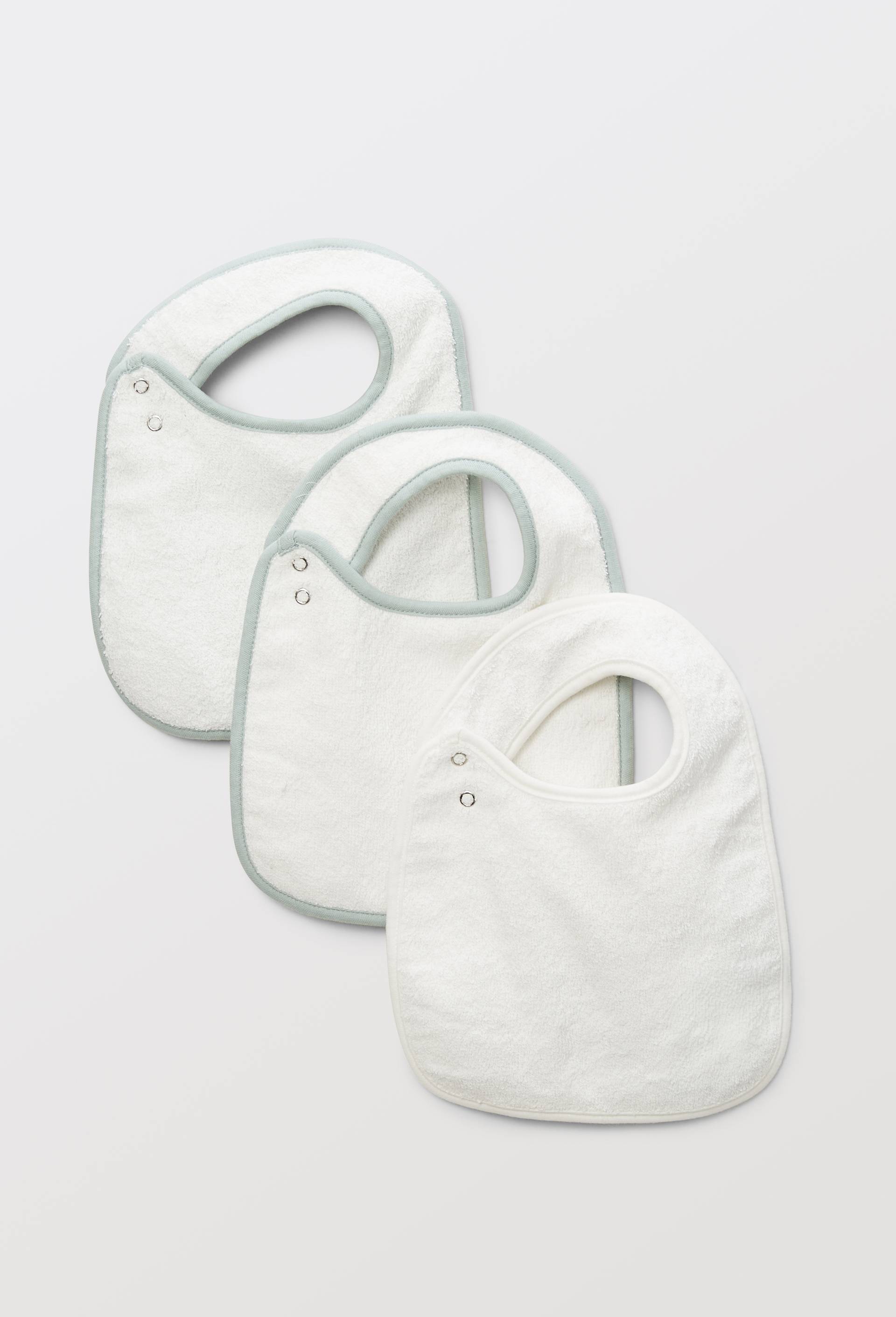 Lot de 3 bavoirs imprim&eacute;s en coton BIO, Beige clair, large image number 1