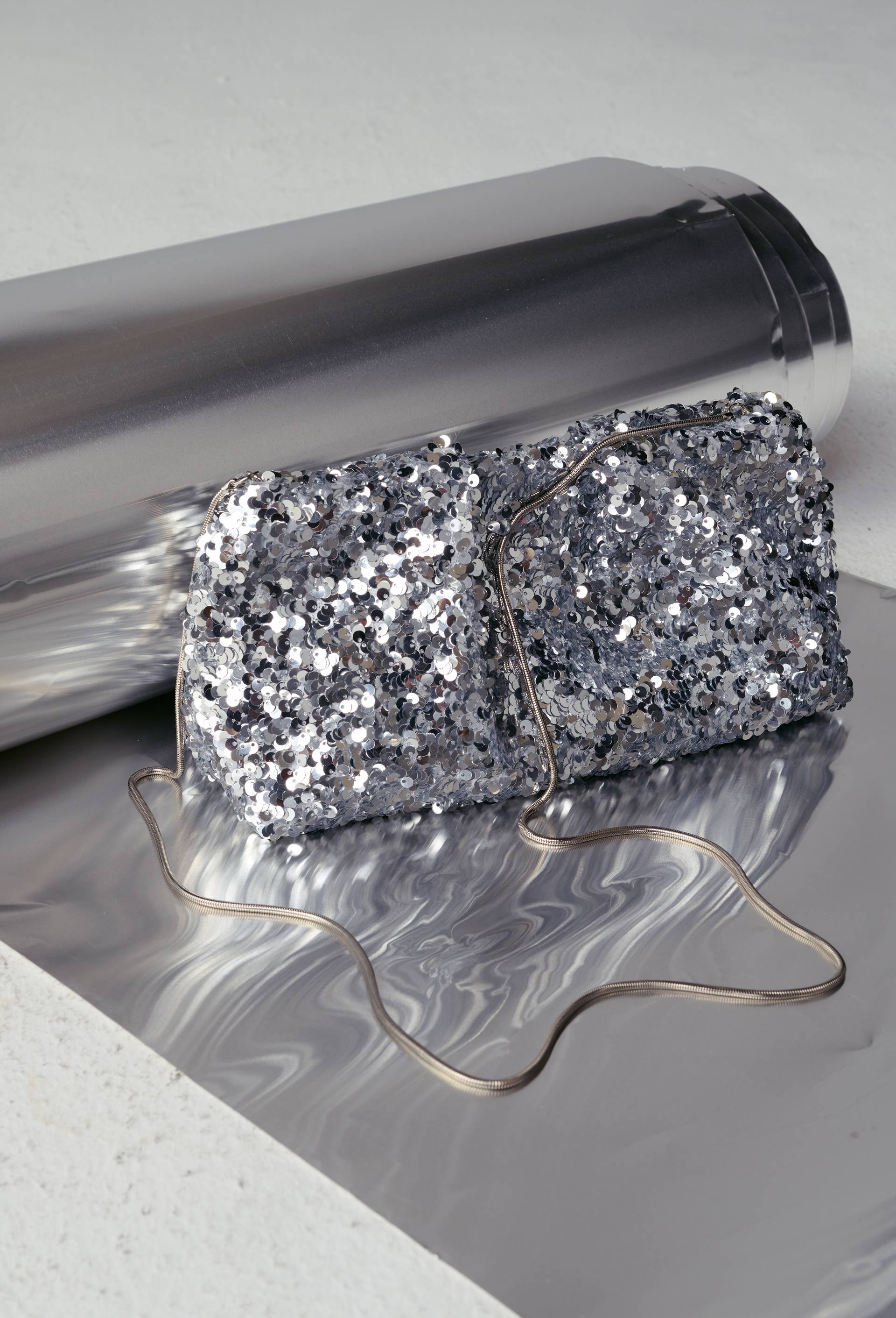 Pochette &agrave; sequins, Argent, large image number 0