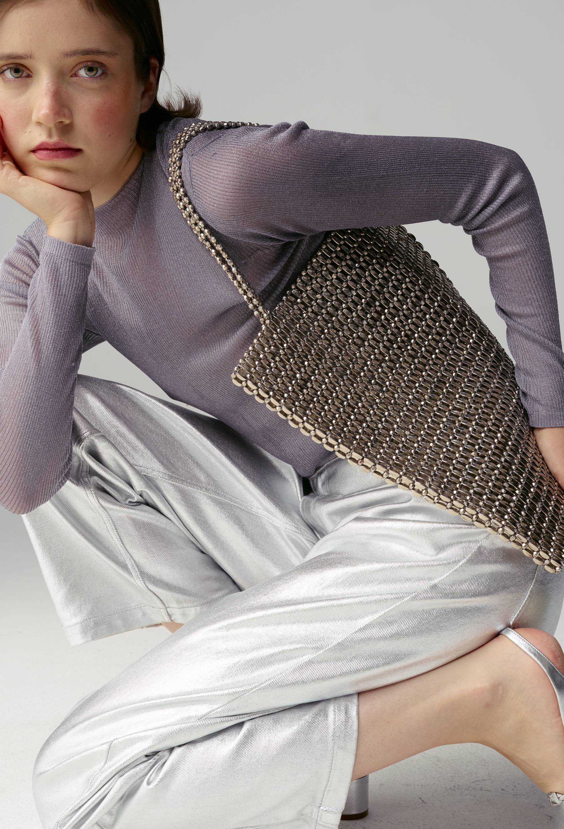 Cabas en perles argentées ARGENT pour femme MONOPRIX PREMIUM