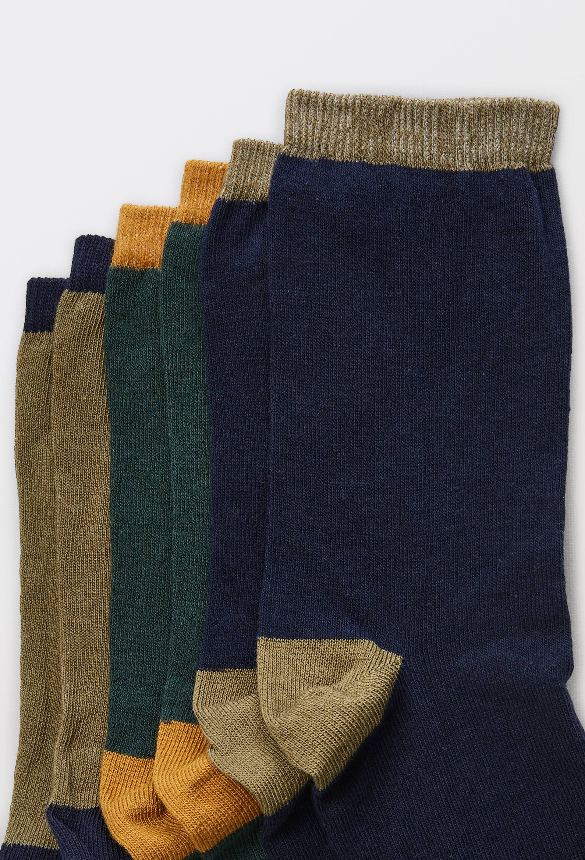 Lot de 3 paires de chaussettes bicolores contenant de coton BIO, Vert fonc&eacute;, large image number 1.0