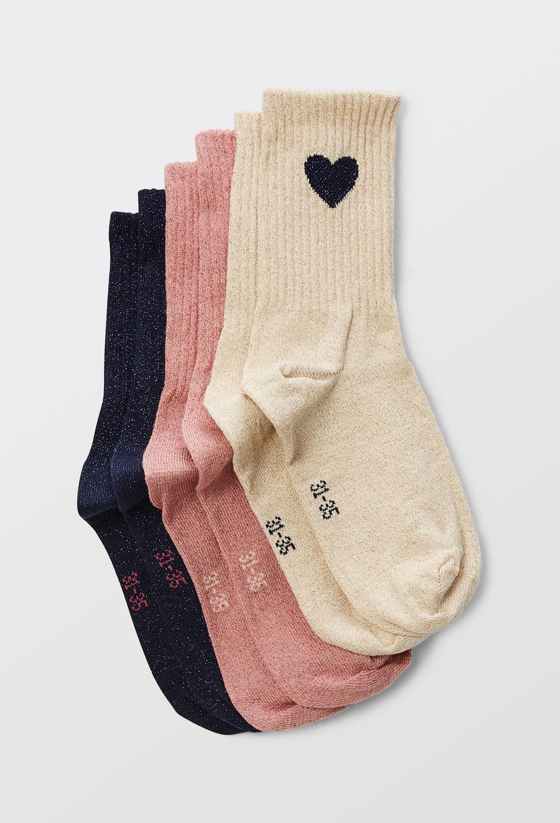 Lot de 3 paires de chaussettes ray&eacute;es contenant du coton BIO, Rose clair, large image number 1