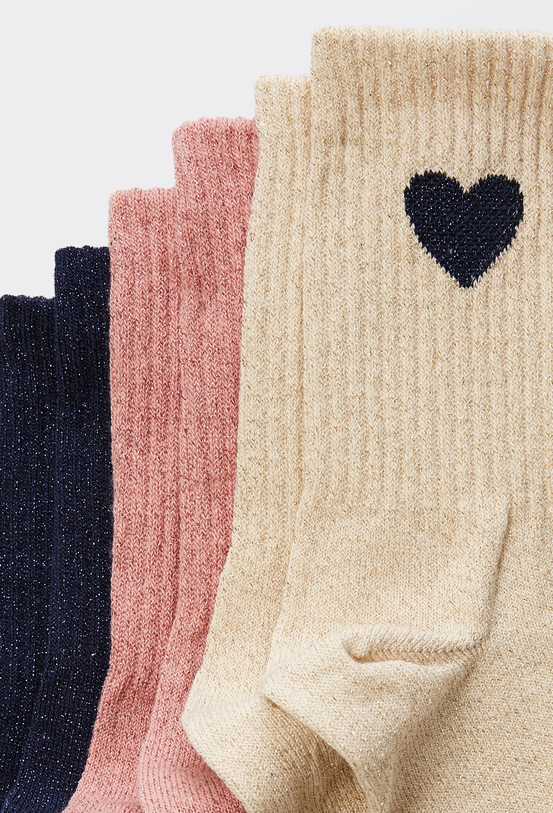 Lot de 3 paires de chaussettes ray&eacute;es contenant du coton BIO, Rose clair, large image number 2