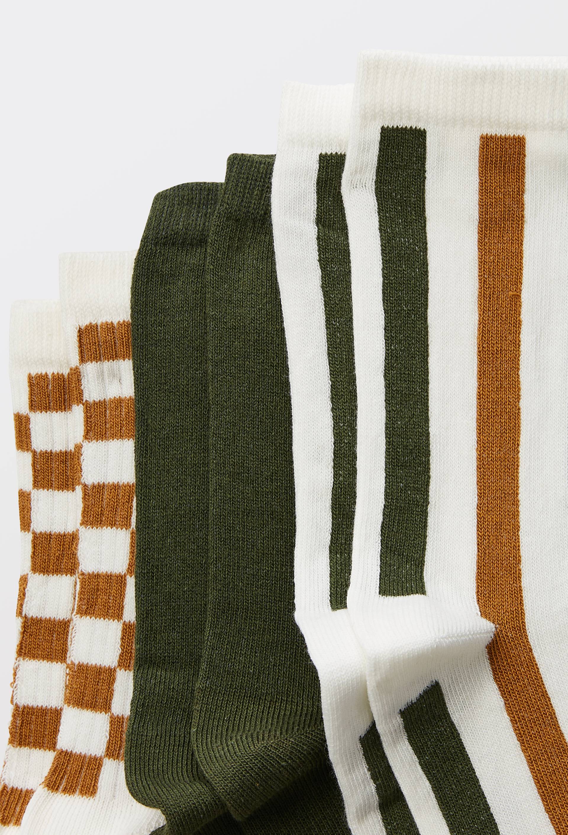 Lot de 3 paires de chaussettes ray&eacute;es contenant du coton BIO, Vert, large image number 2.0