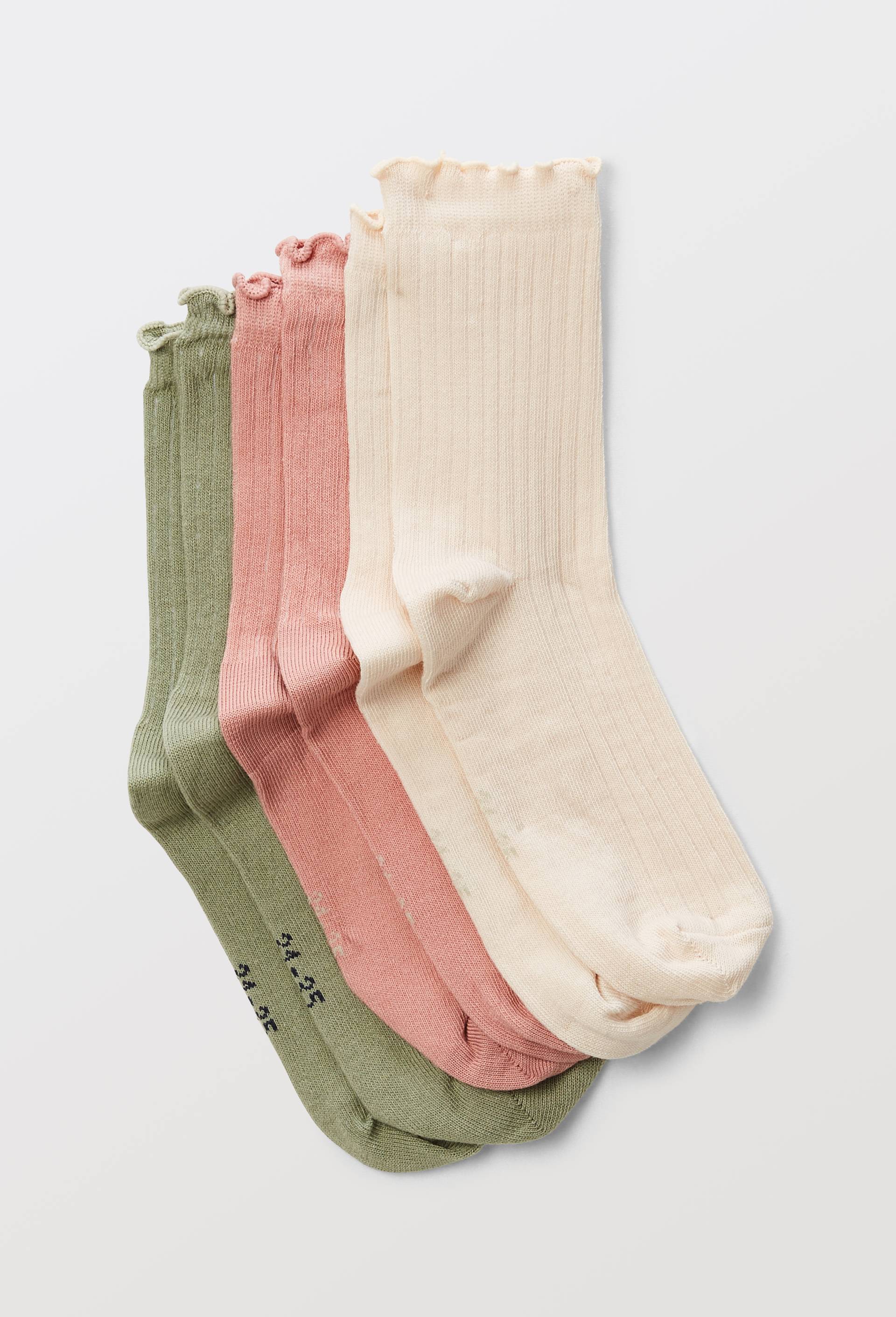 Lot de 3 paires de chaussettes ray&eacute;es contenant du coton BIO, Vert fonc&eacute;, large image number 0