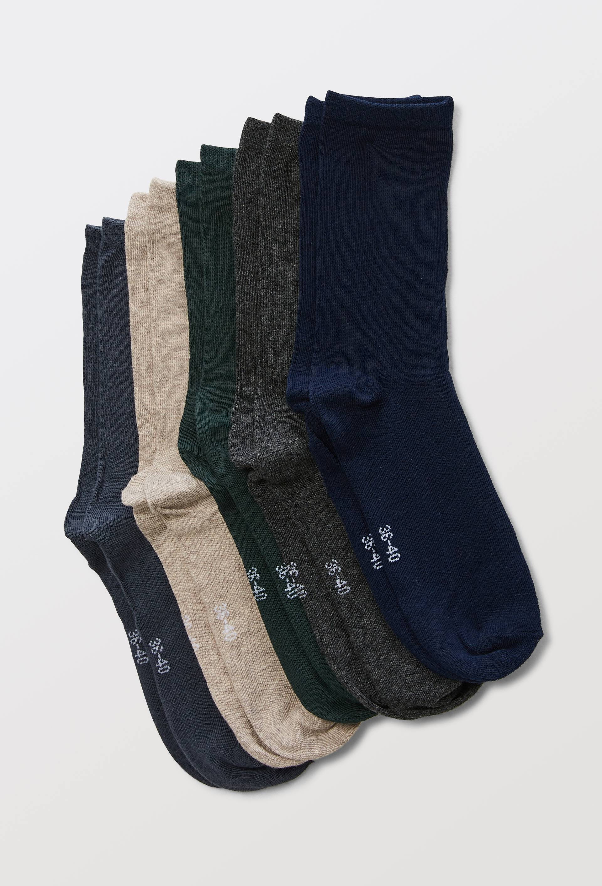 Lot de 5 paires de chaussettes unies contenant du coton BIO, Vert fonc&eacute;, swatch image