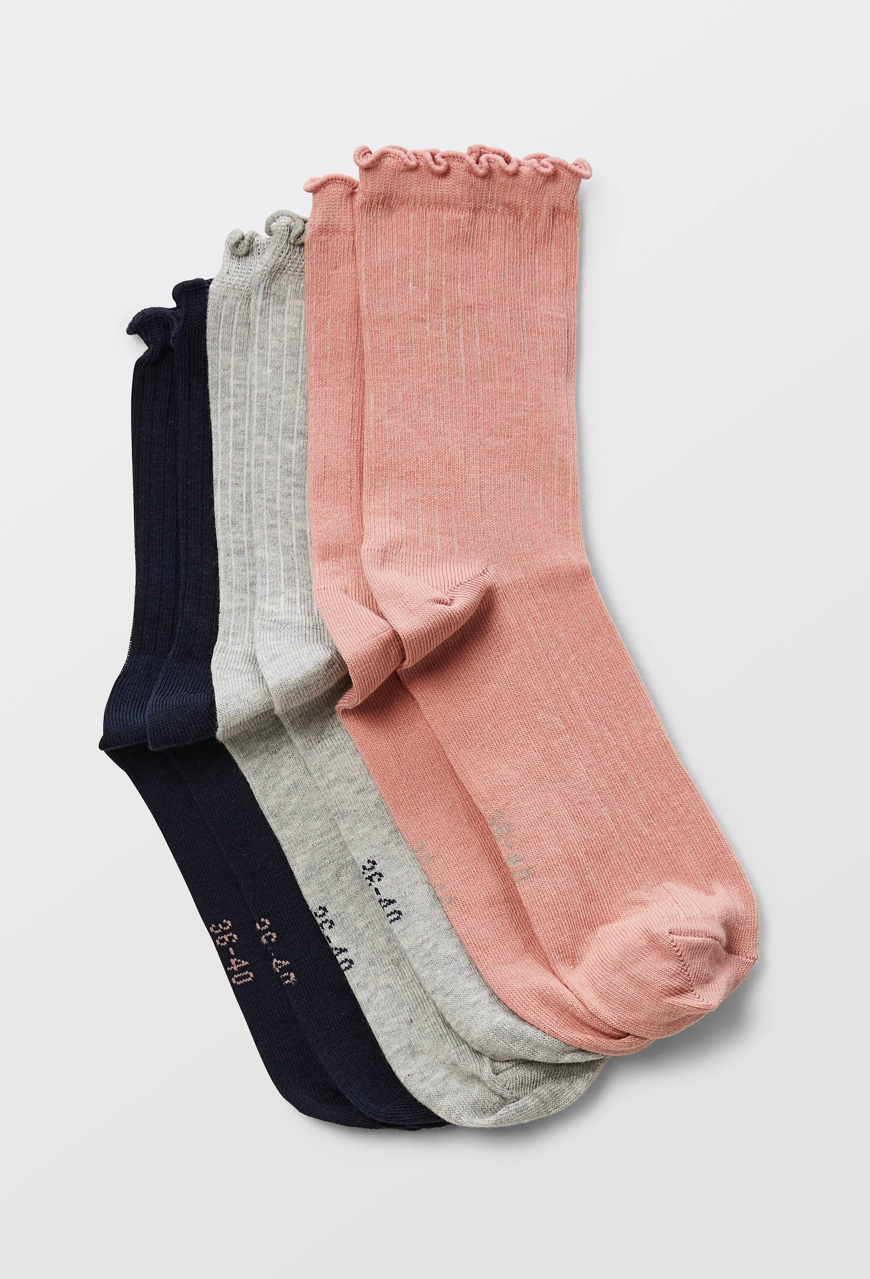 Lot de 3 paires de chaussettes ray&eacute;es contenant du coton BIO, Bleu fonc&eacute;, large image number 0.0