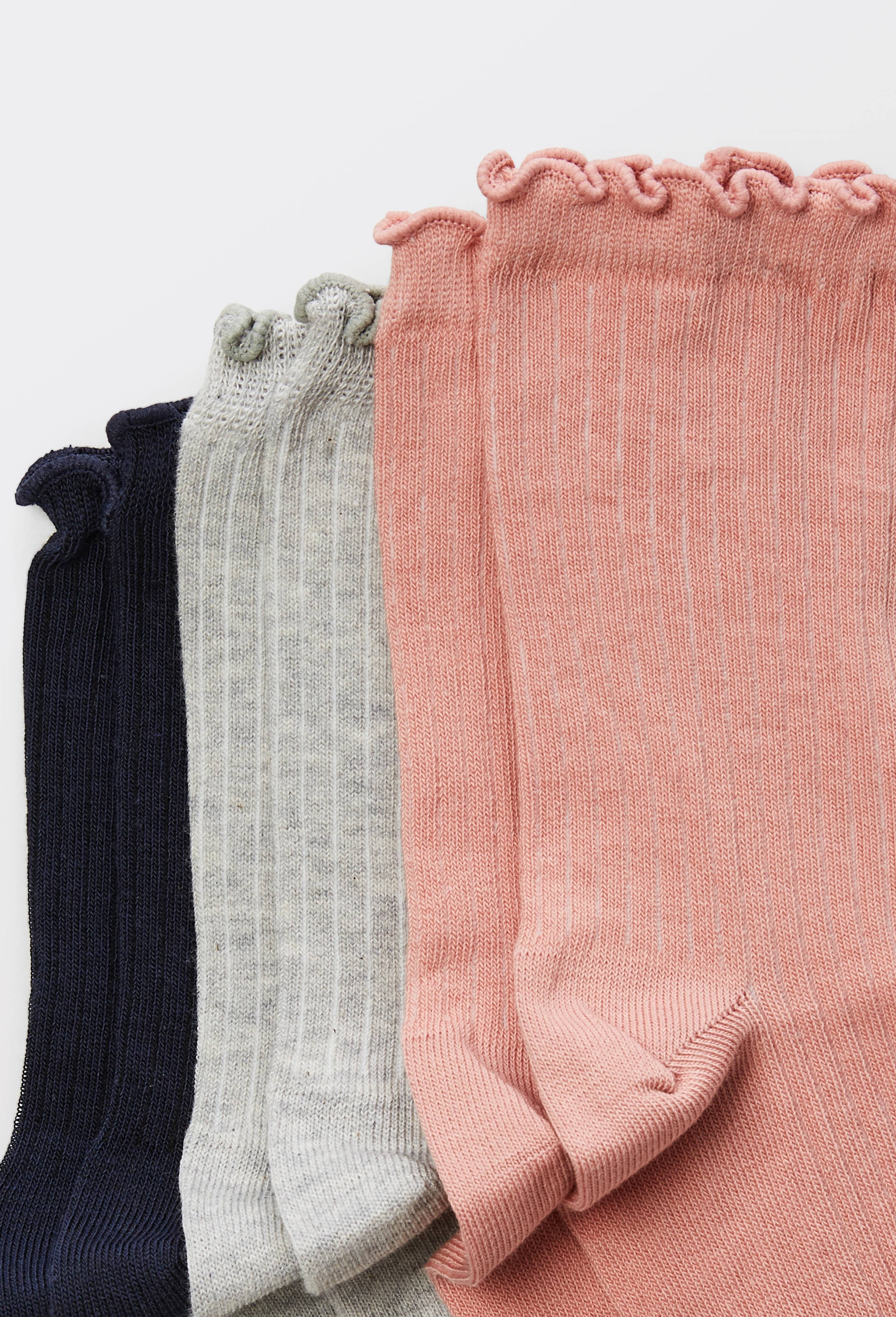 Lot de 3 paires de chaussettes ray&eacute;es contenant du coton BIO, Bleu fonc&eacute;, large image number 1.0