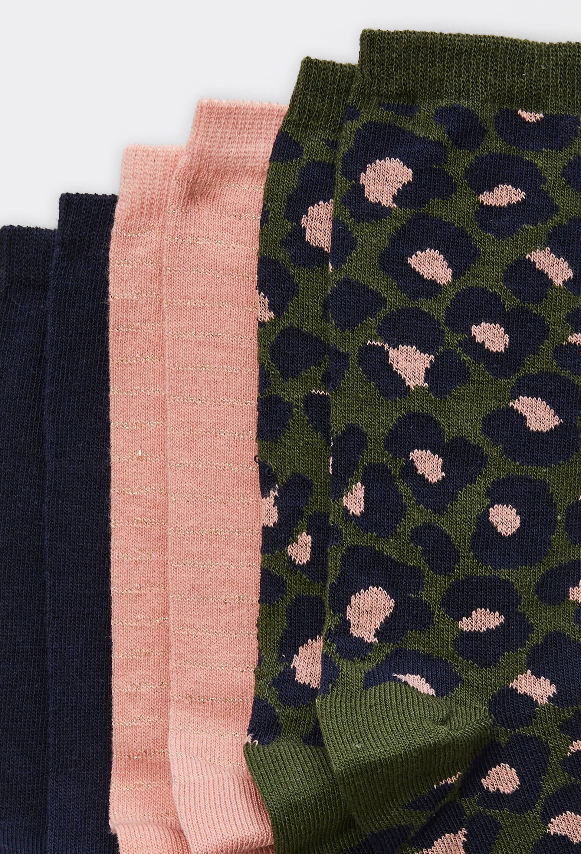 Lot de 3 paires de chaussettes ray&eacute;es contenant du coton BIO, Vert fonc&eacute;, large image number 2
