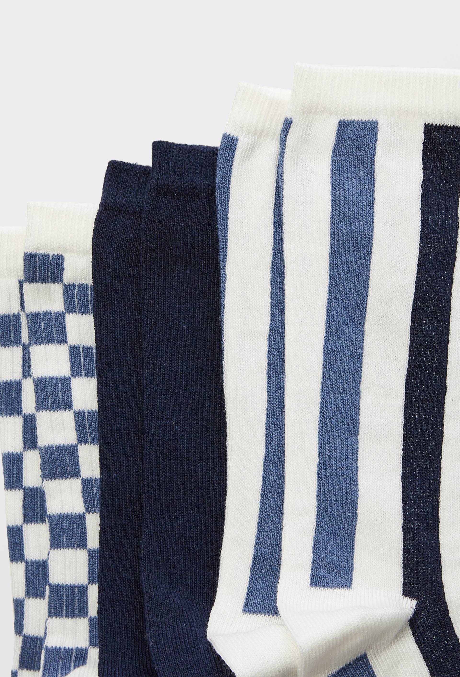 Lot de 3 paires de chaussettes ray&eacute;es contenant du coton BIO, Bleu clair, large image number 2.0