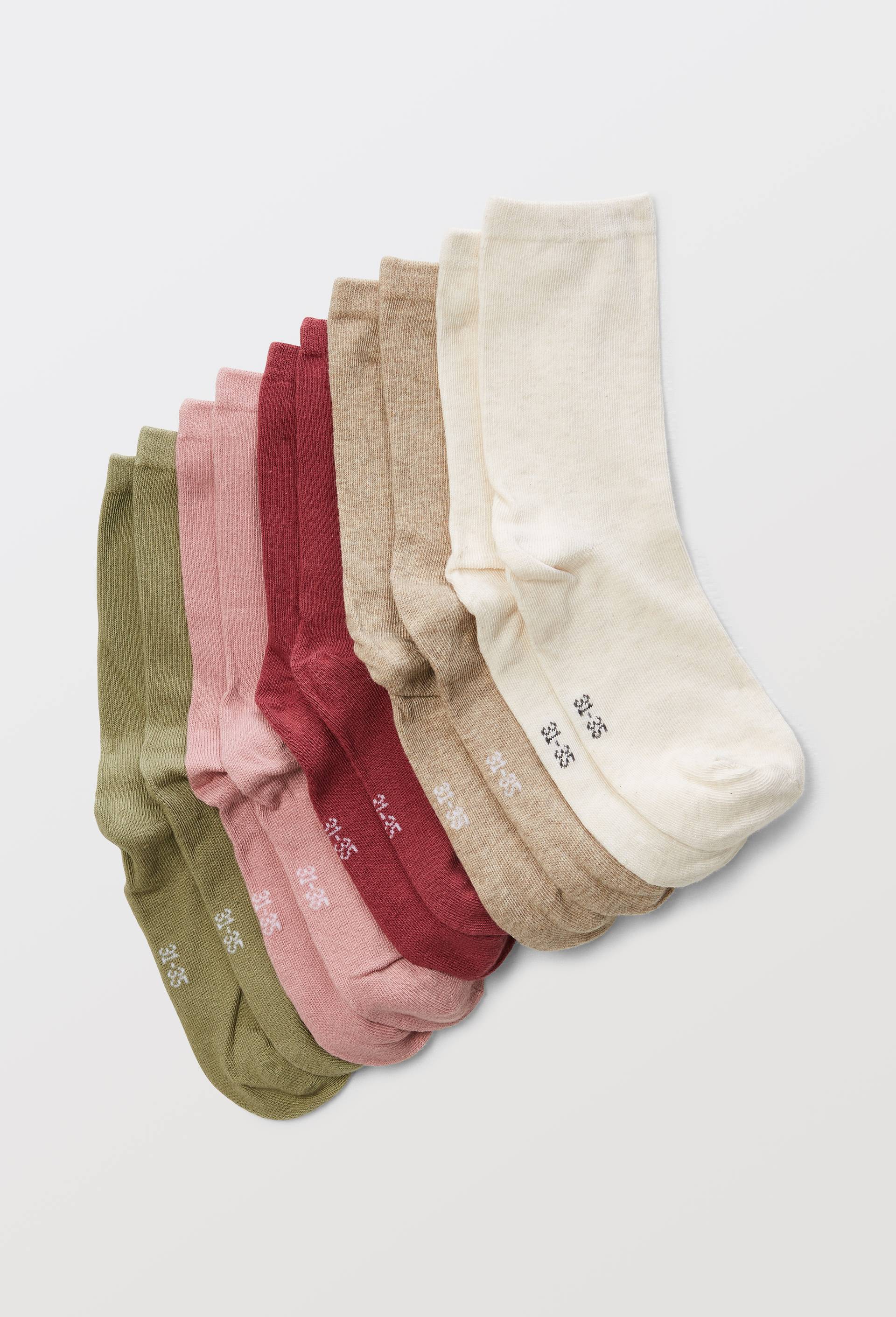 Lot de 5 paires de chaussettes unies contenant du coton BIO, Rose clair, swatch image