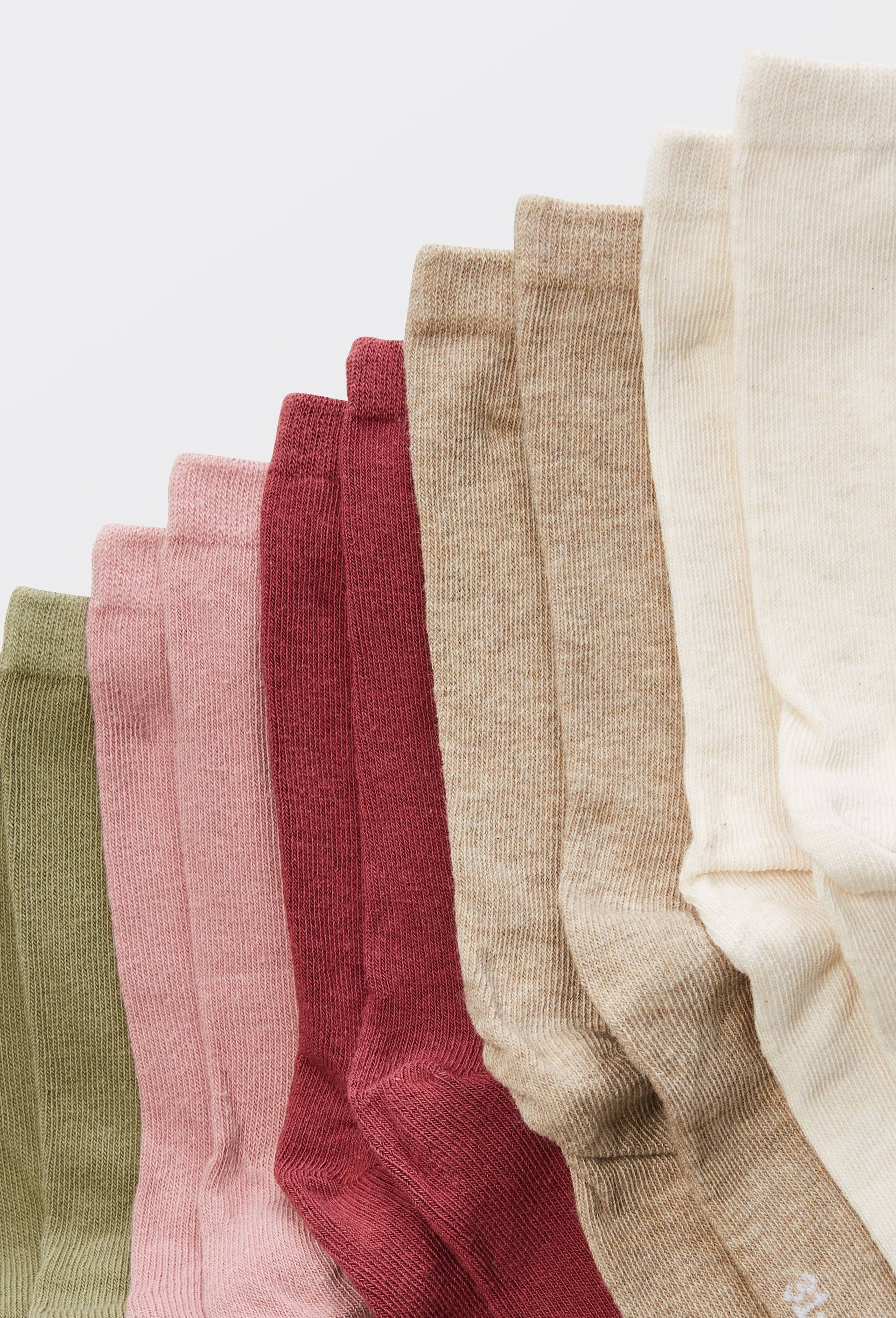 Lot de 5 paires de chaussettes unies contenant du coton BIO, Rose clair, large image number 2.0
