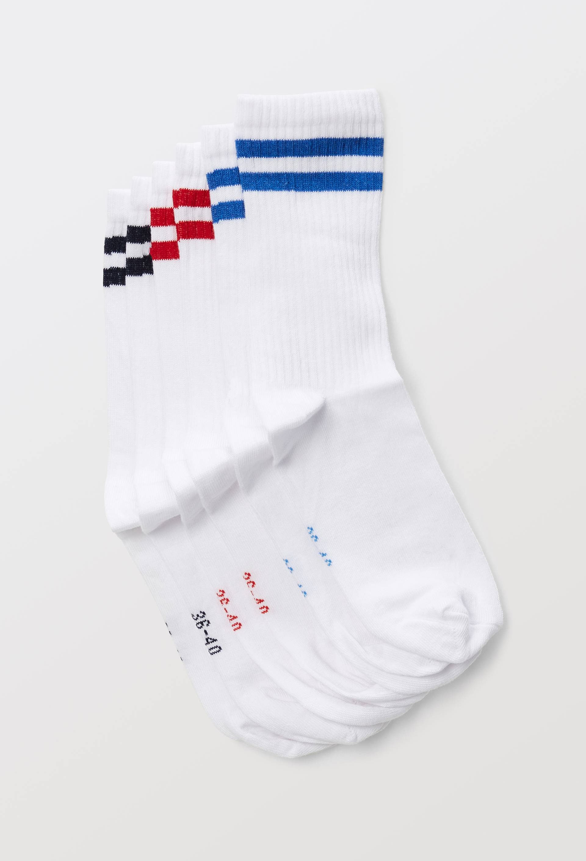 Lot de 3 paires de chaussettes ray&eacute;es contenant du coton BIO, Blanc, large image number 1.0