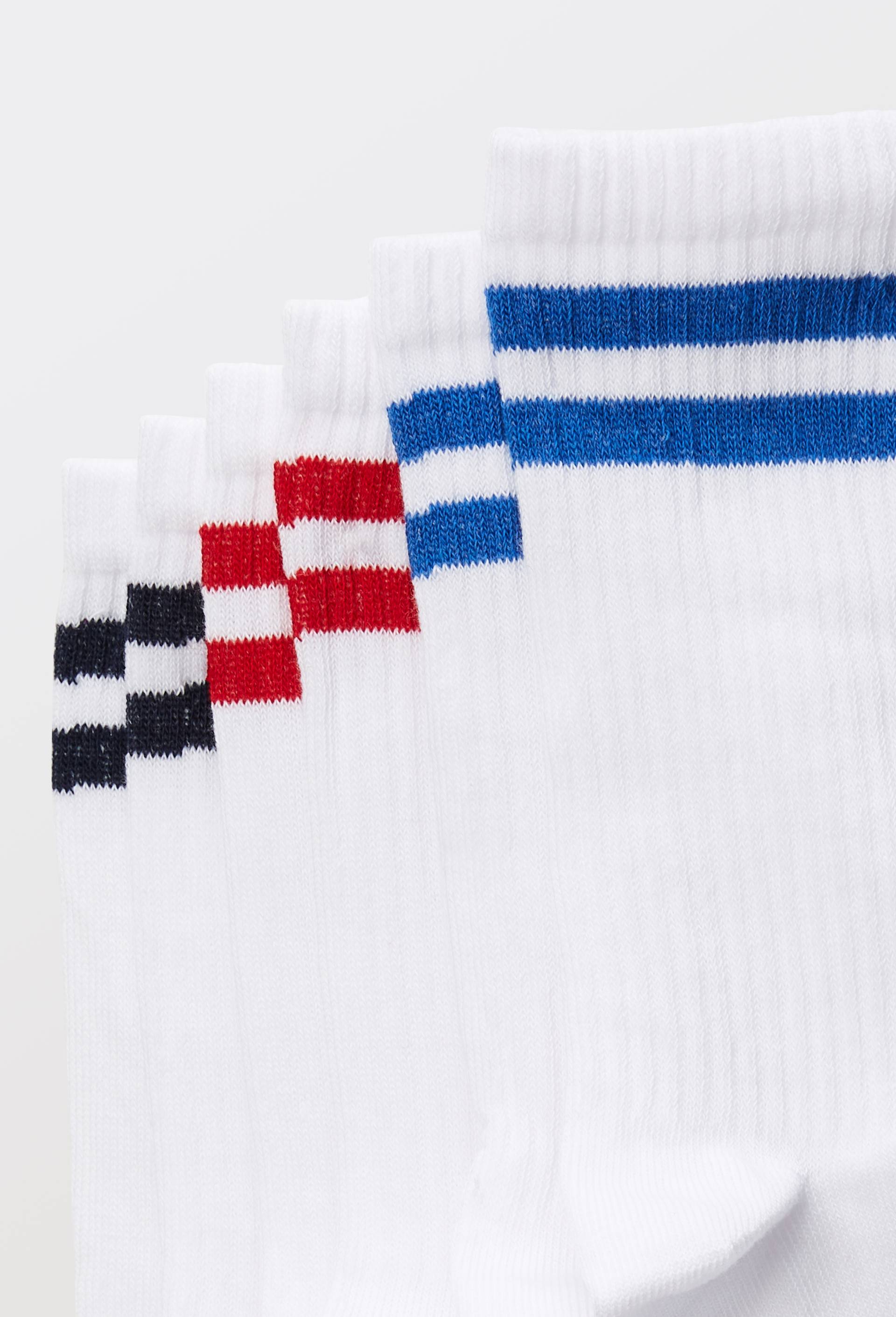 Lot de 3 paires de chaussettes ray&eacute;es contenant du coton BIO, Blanc, large image number 2