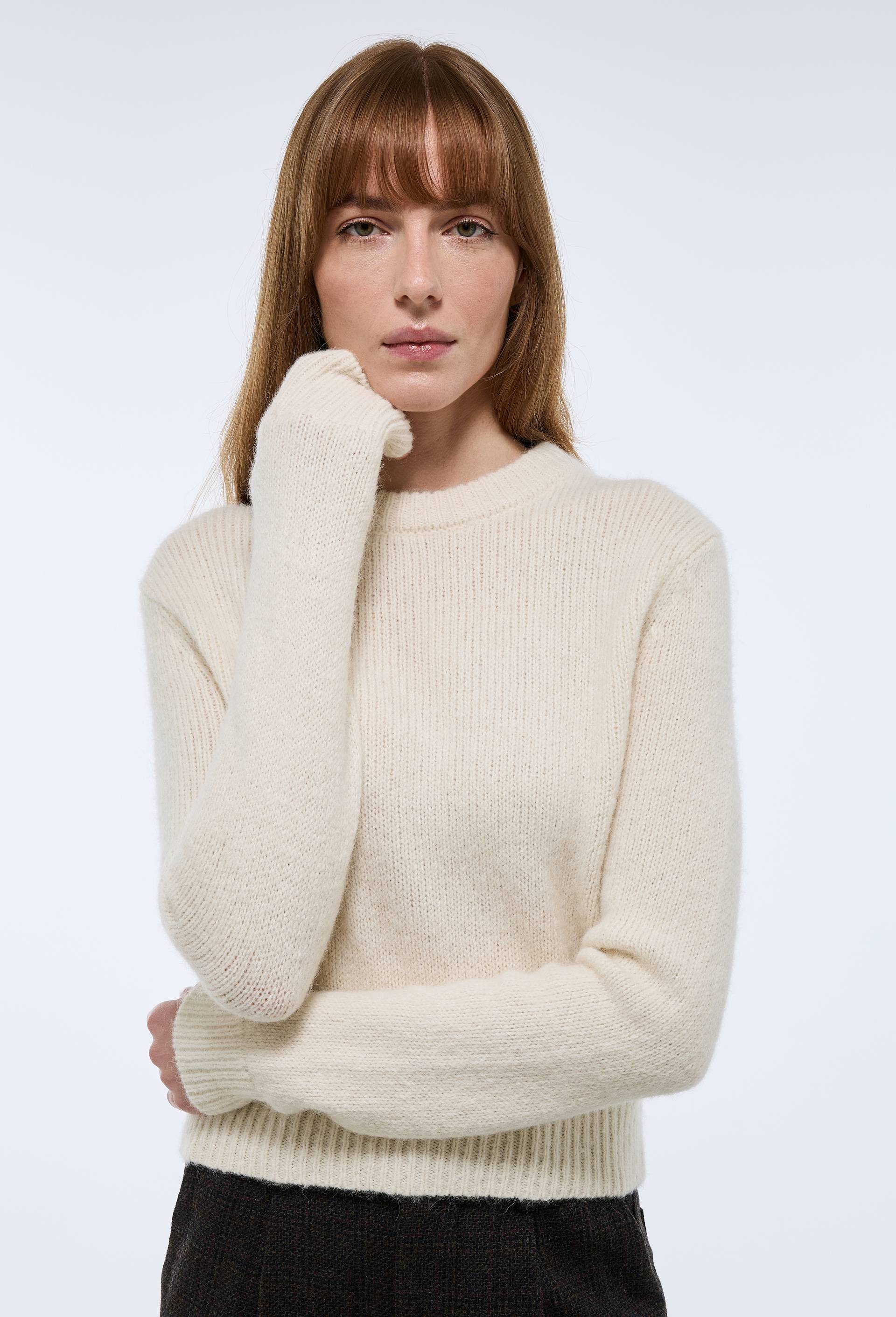 Pull manches longues col rond en alpaga - MONOPRIX PREMIUM - Modalova