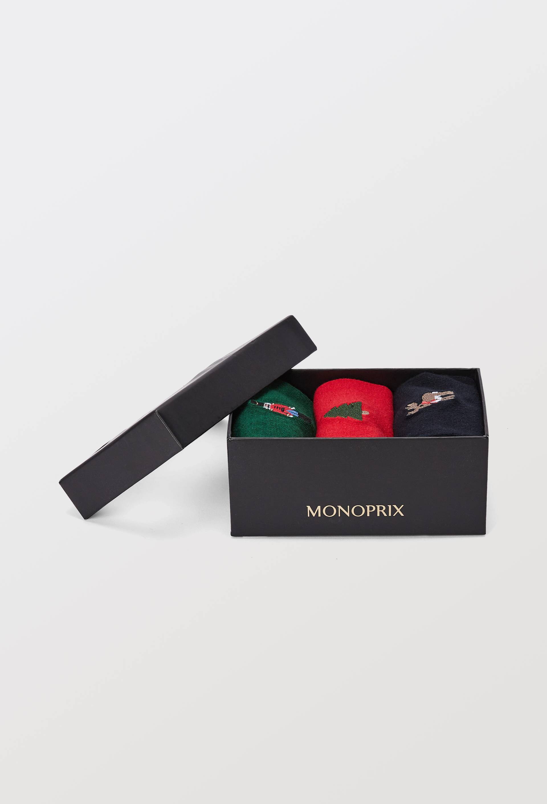 Coffret de chaussettes fantaisie en coton, Vert fonc&eacute;, large image number 2.0