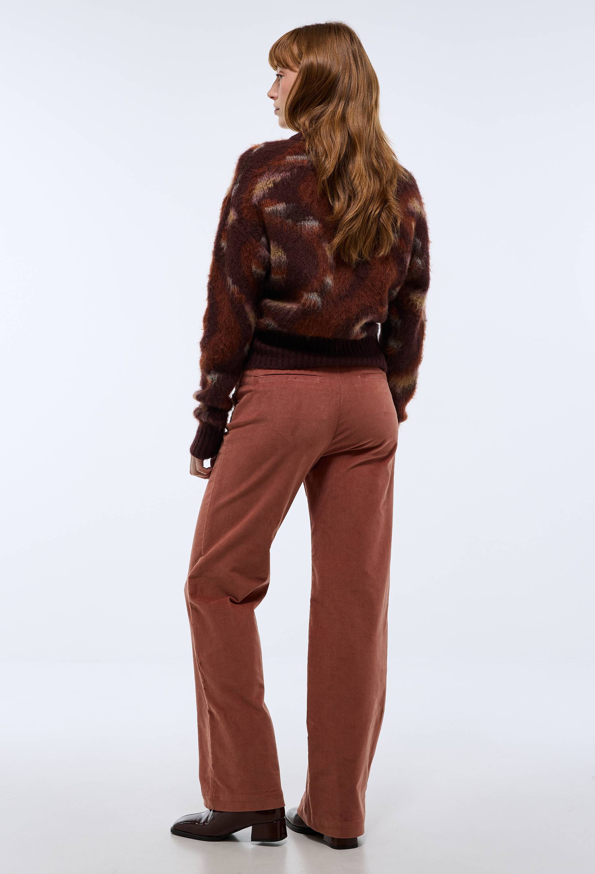 Pantalon large en velours poches plaqu&eacute;es, Rose fonc&eacute;, large image number 2