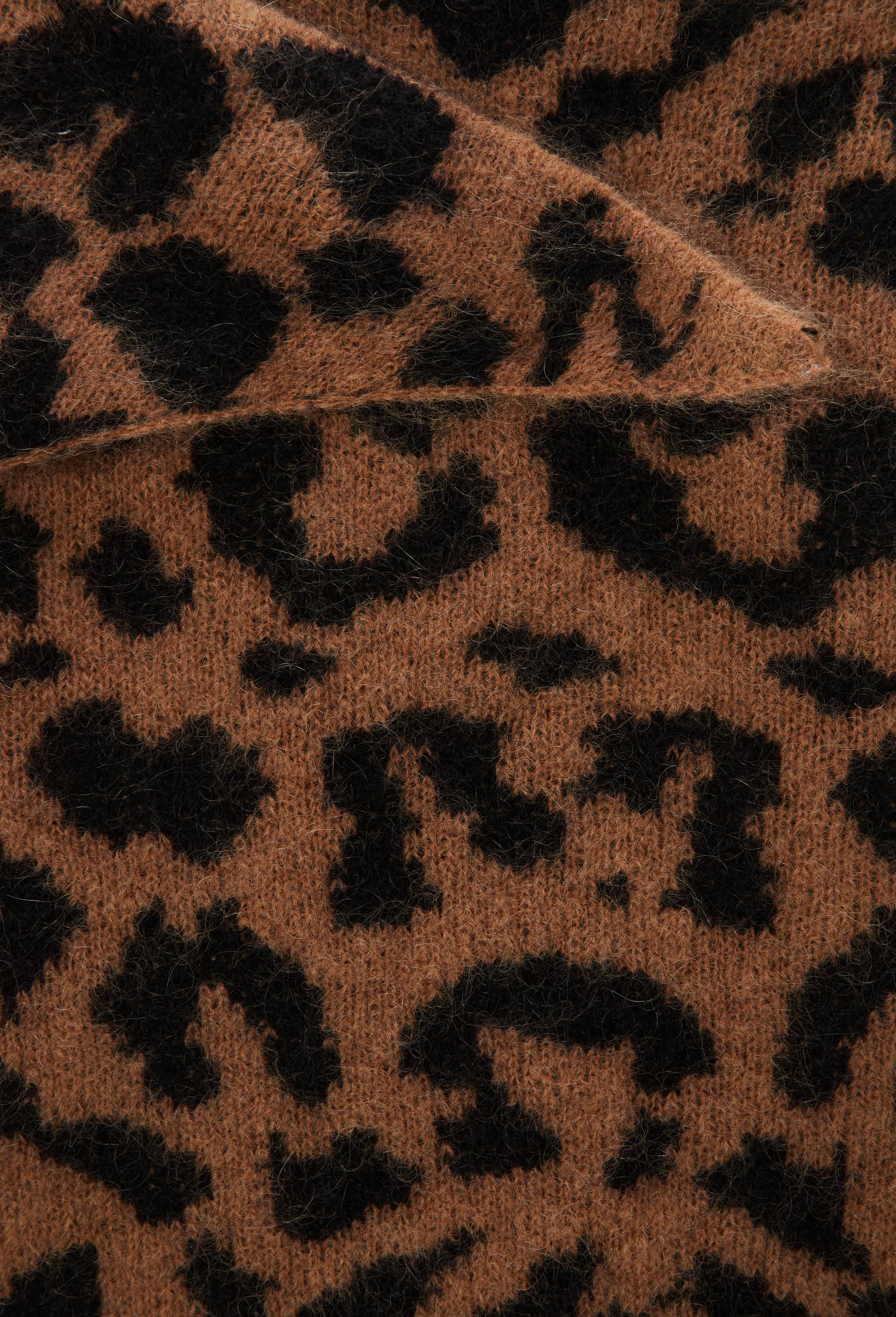 Echarpe triangle imprim&eacute;e animalier contenant du mohair, Brun clair, large image number 1.0
