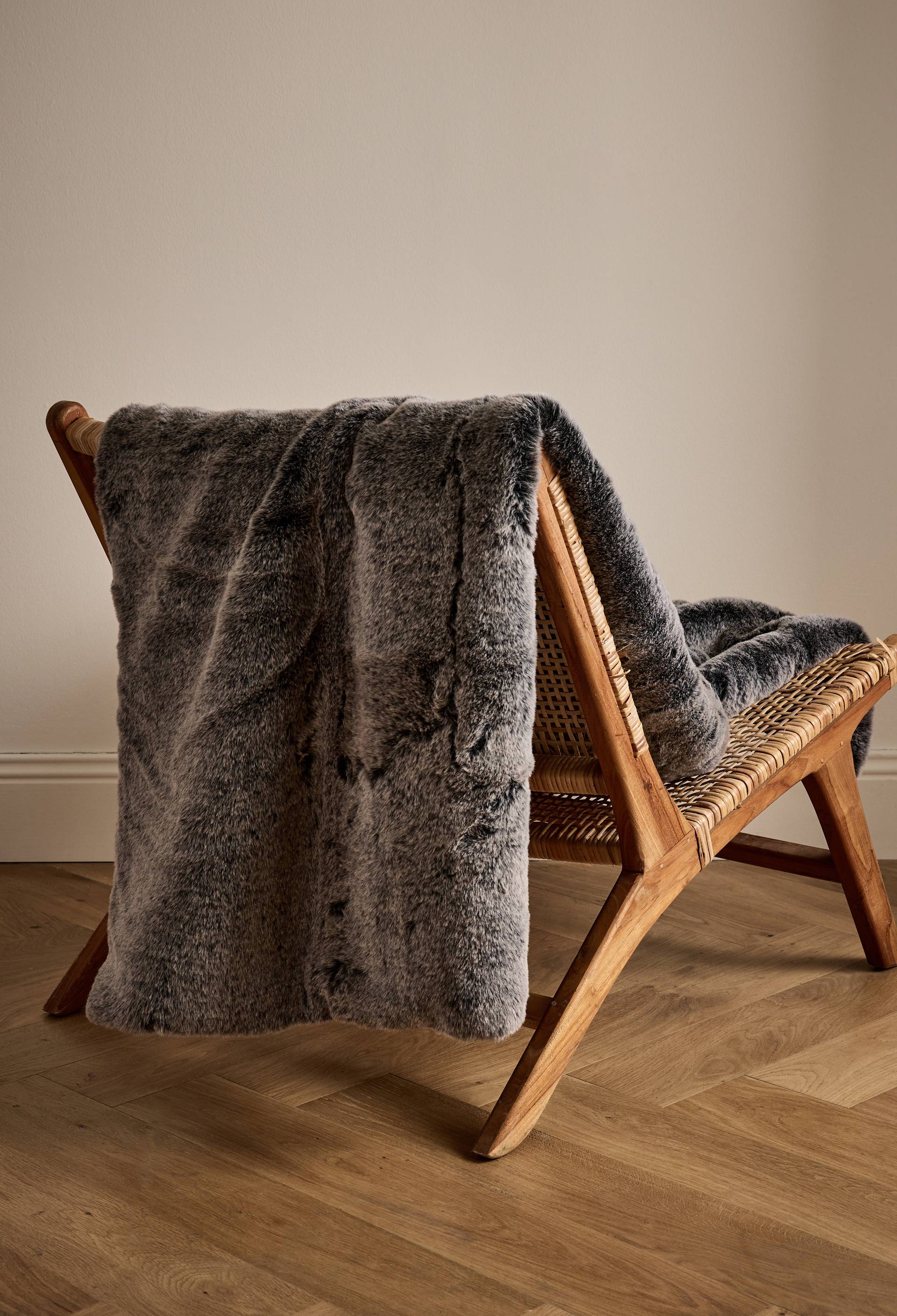 Plaid lapin premium, 130x170cm, polyester recycl&eacute;, Gris fonc&eacute;, large image number 0.0