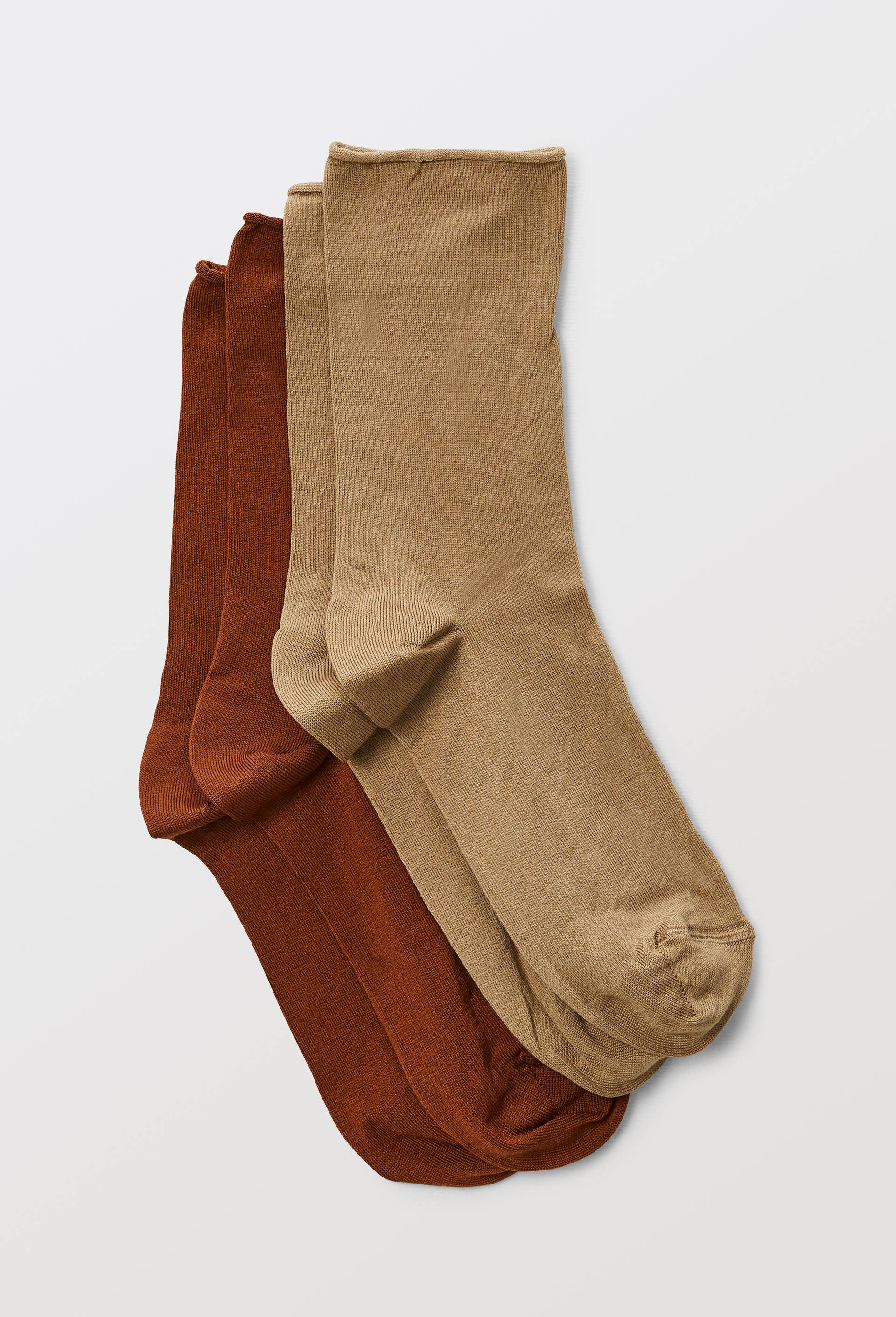Lot de 2 paires de chaussettes en fil d'&eacute;cosse, Brun fonc&eacute;, large image number 0.0