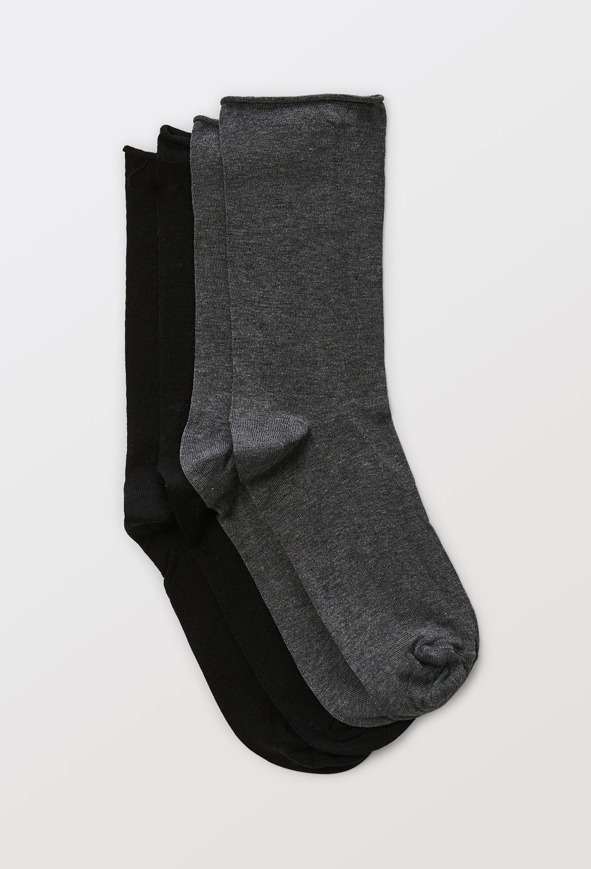 Lot de 2 paires de chaussettes en fil d'&eacute;cosse, Gris fonc&eacute;, large image number 0