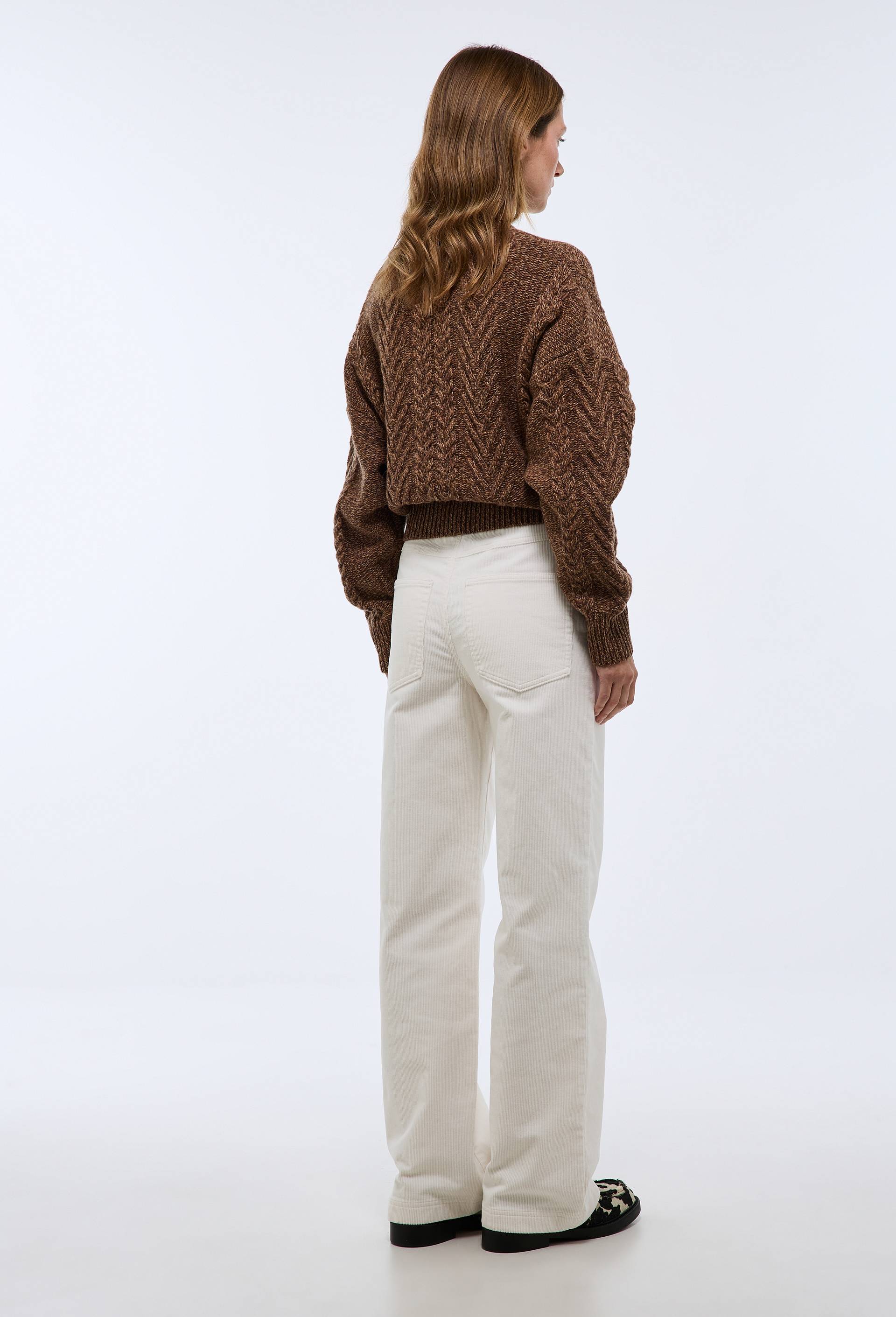 Pantalon large en velours, Ecru, large image number 1.0