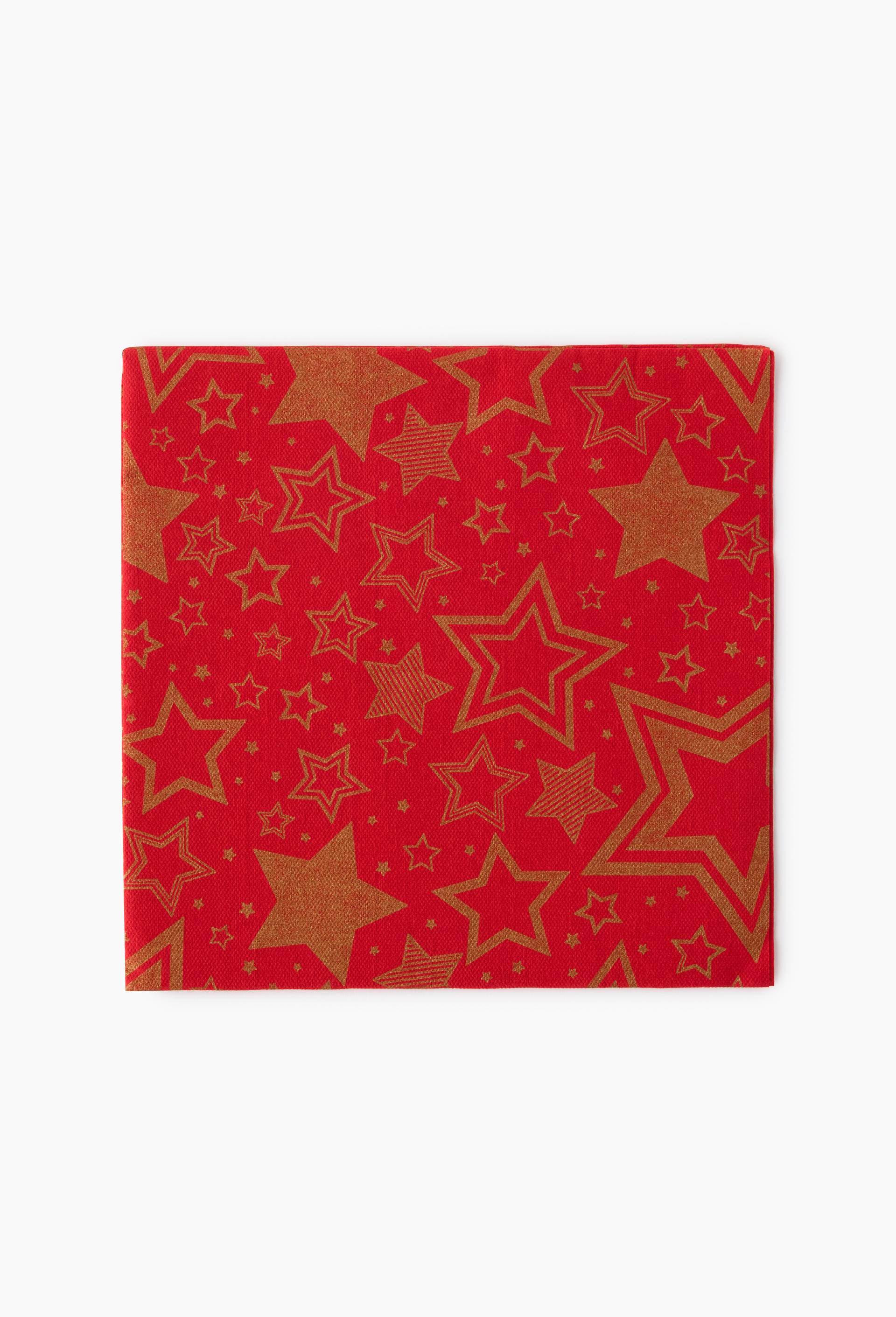 12 serviettes 40x40cm imprim&eacute; &eacute;toile, Rouge, large image number 0.0