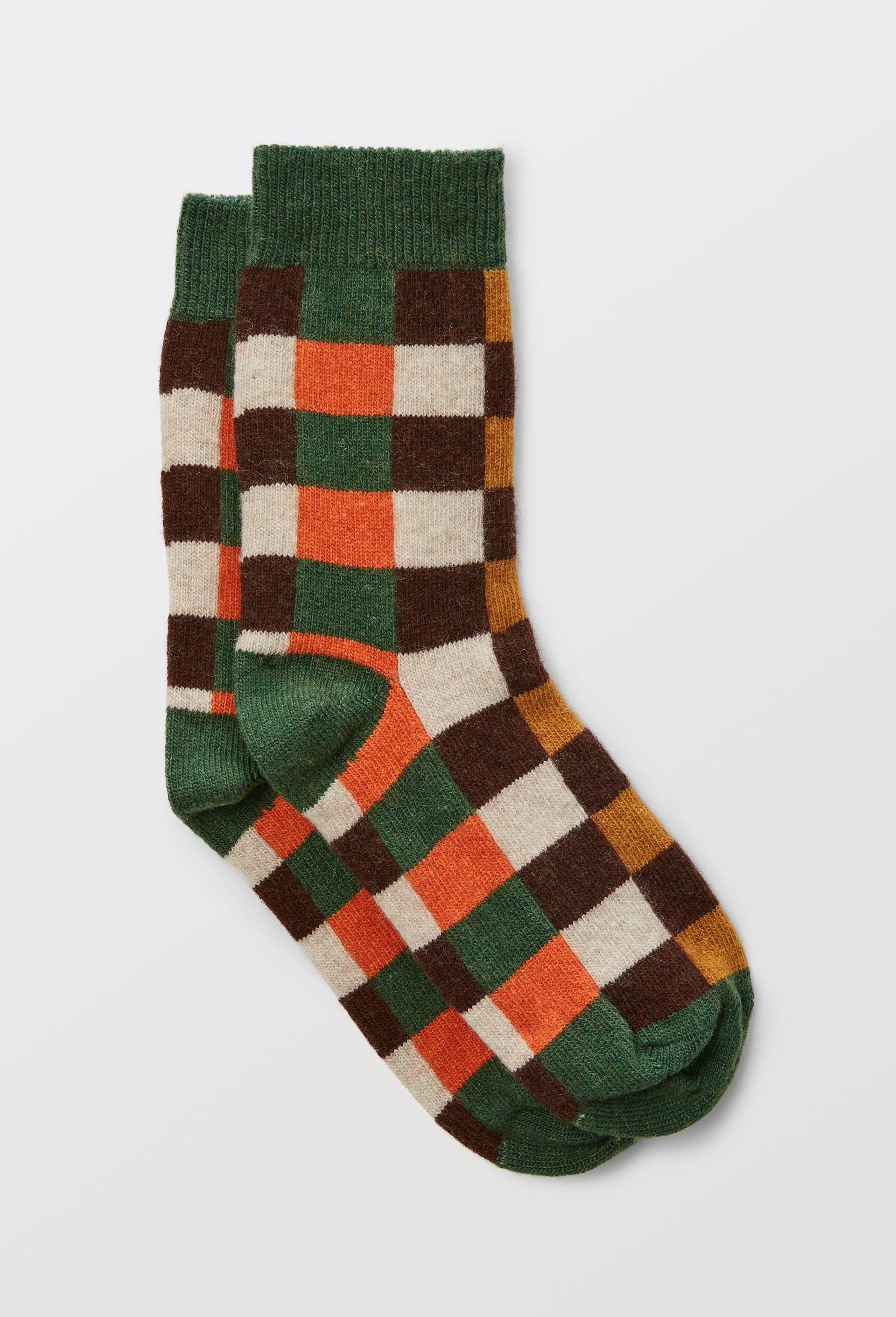 Paire de chaussettes fantaisie g&eacute;om&eacute;trique contenant du cachemire MONOPRIX, Brun, large image number 0