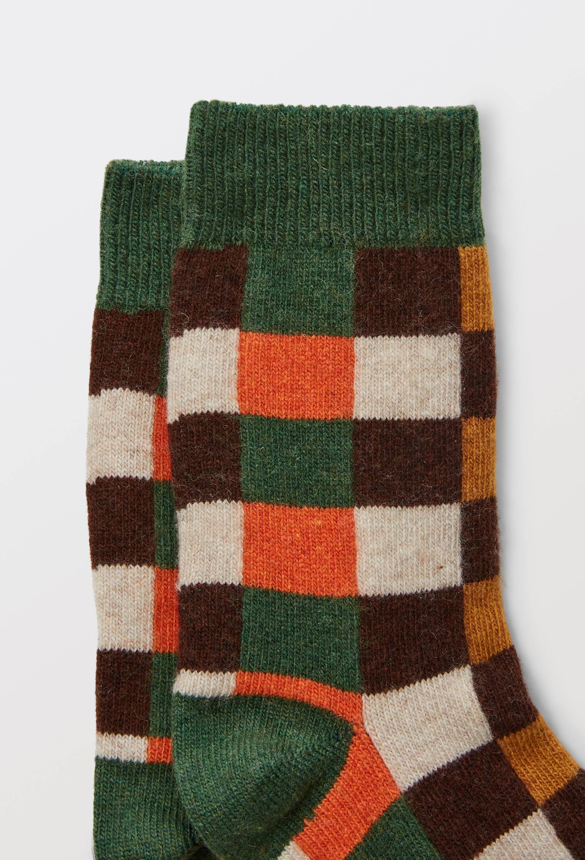 Paire de chaussettes fantaisie g&eacute;om&eacute;trique contenant du cachemire MONOPRIX, Brun, large image number 2