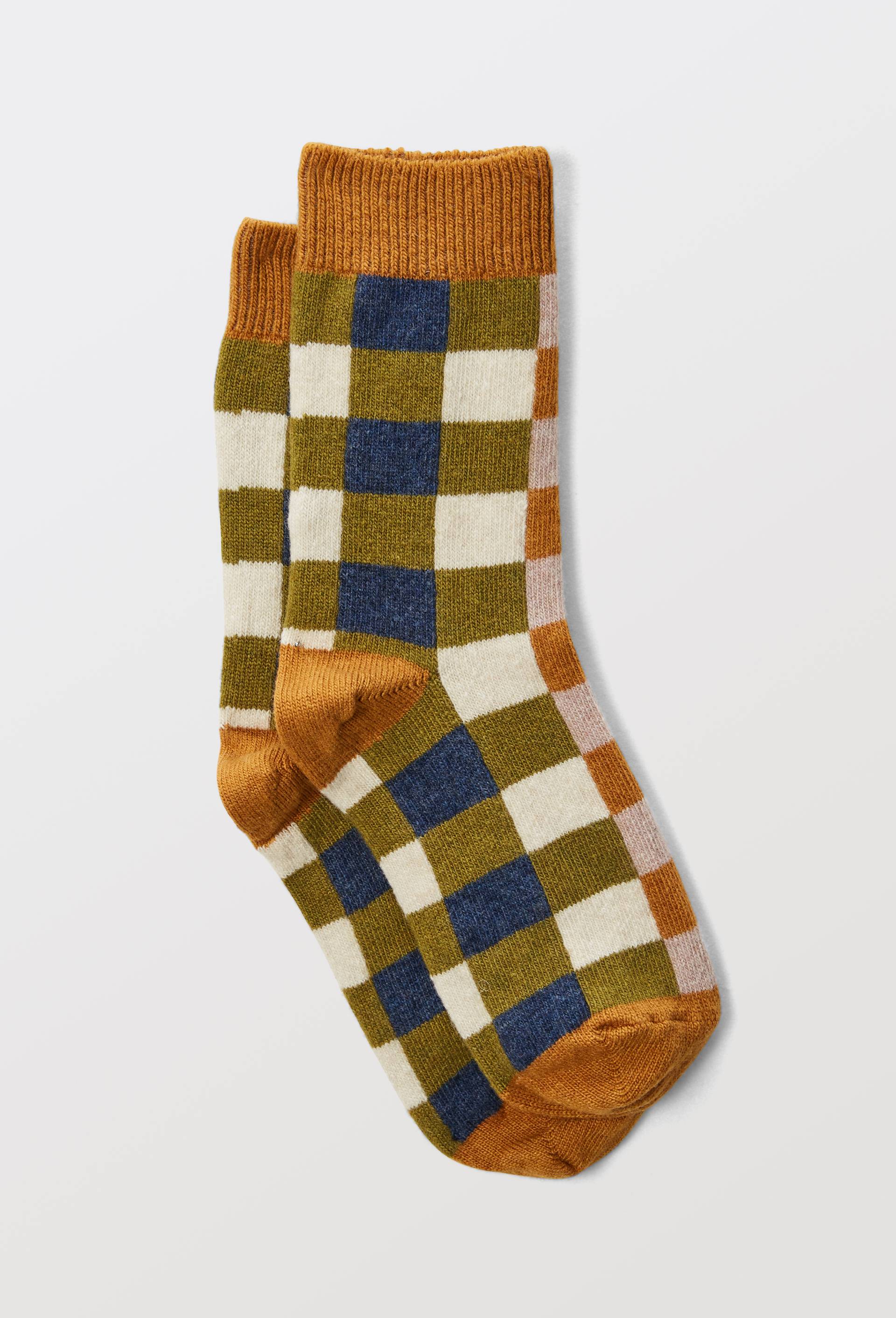 Paire de chaussettes fantaisie g&eacute;om&eacute;trique contenant du cachemire MONOPRIX, Brun clair, large image number 0