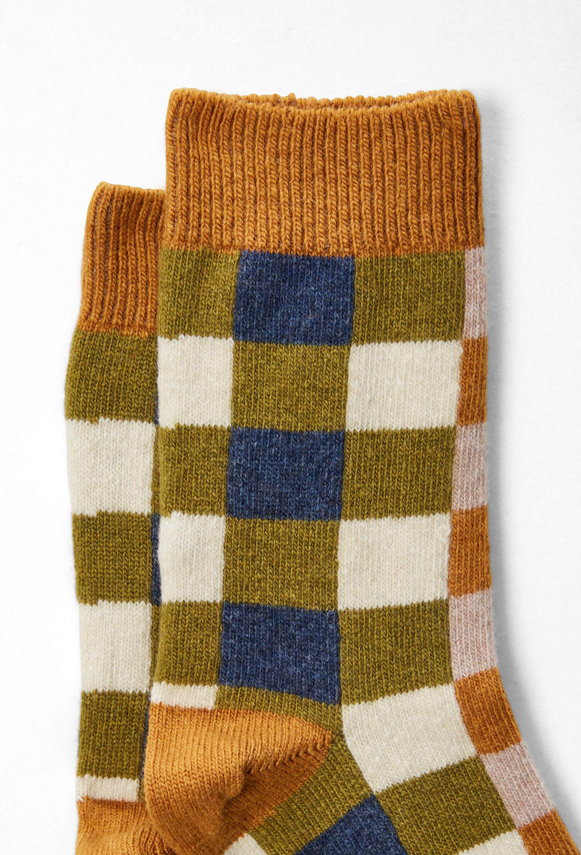 Paire de chaussettes fantaisie g&eacute;om&eacute;trique contenant du cachemire MONOPRIX, Brun clair, large image number 2.0