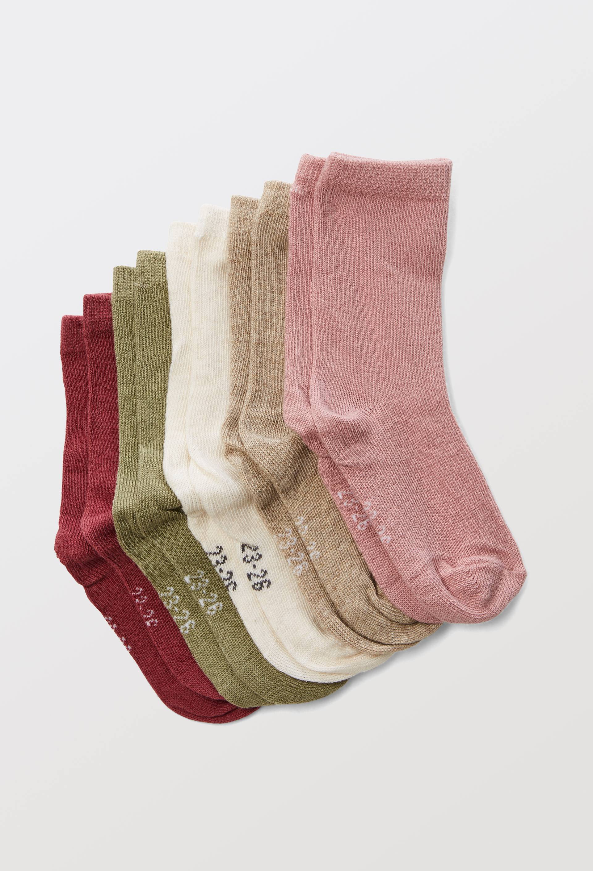Lot de 5 paires de chaussettes unies contenant du coton BIO, Rose clair, large image number 0