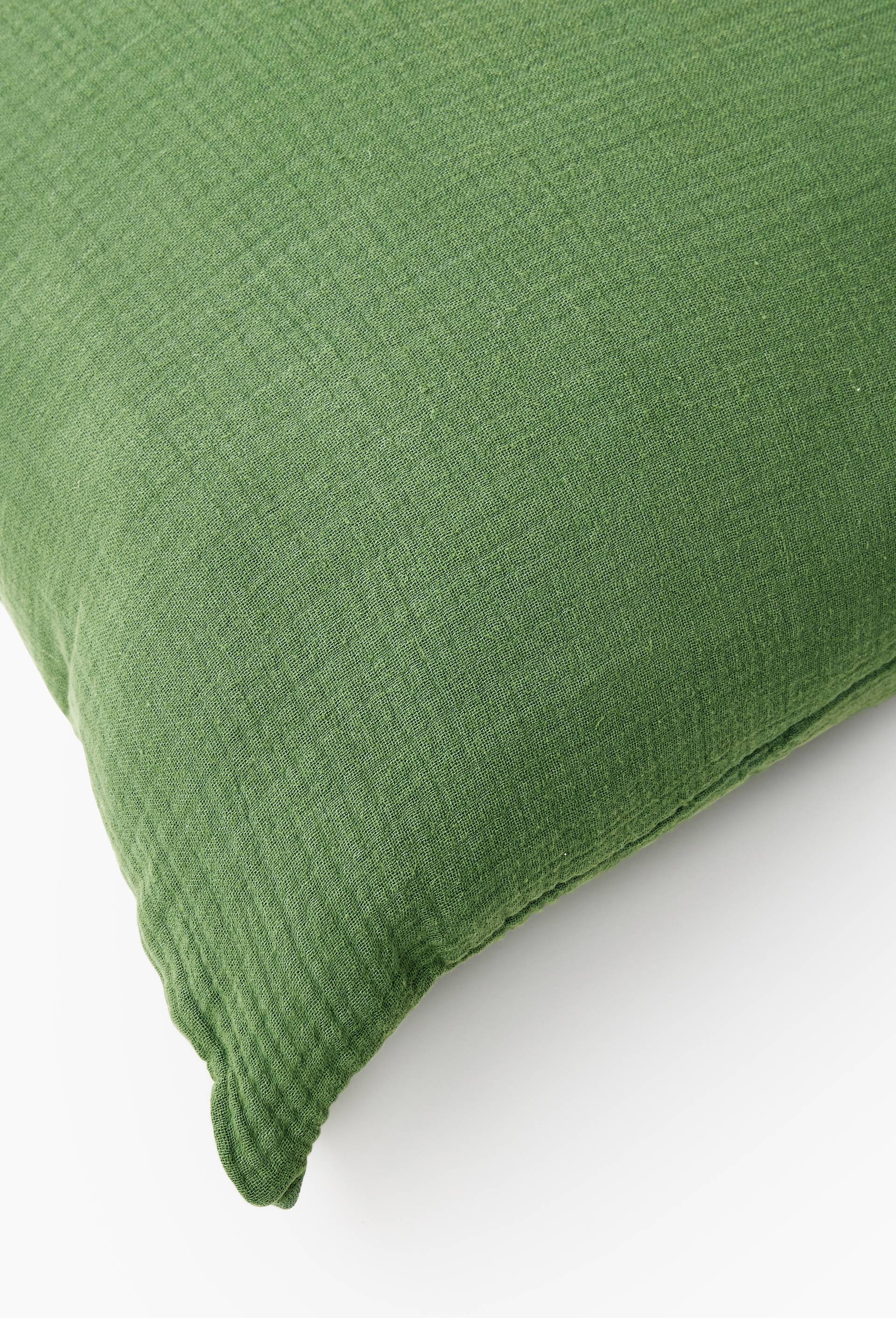 Taie d'oreiller carr&eacute;e unie, 63x63cm, 100% coton bio GOTS, Vert, large image number 3.0